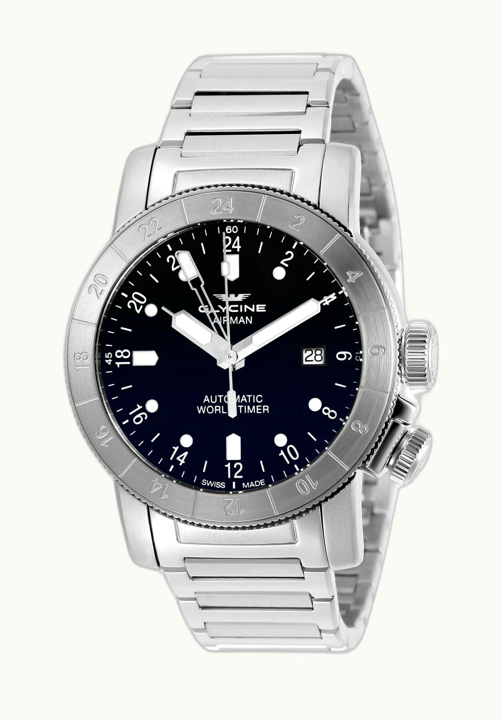 Glycine Airman 46 GMT Automatic Stainless Steel / Blue