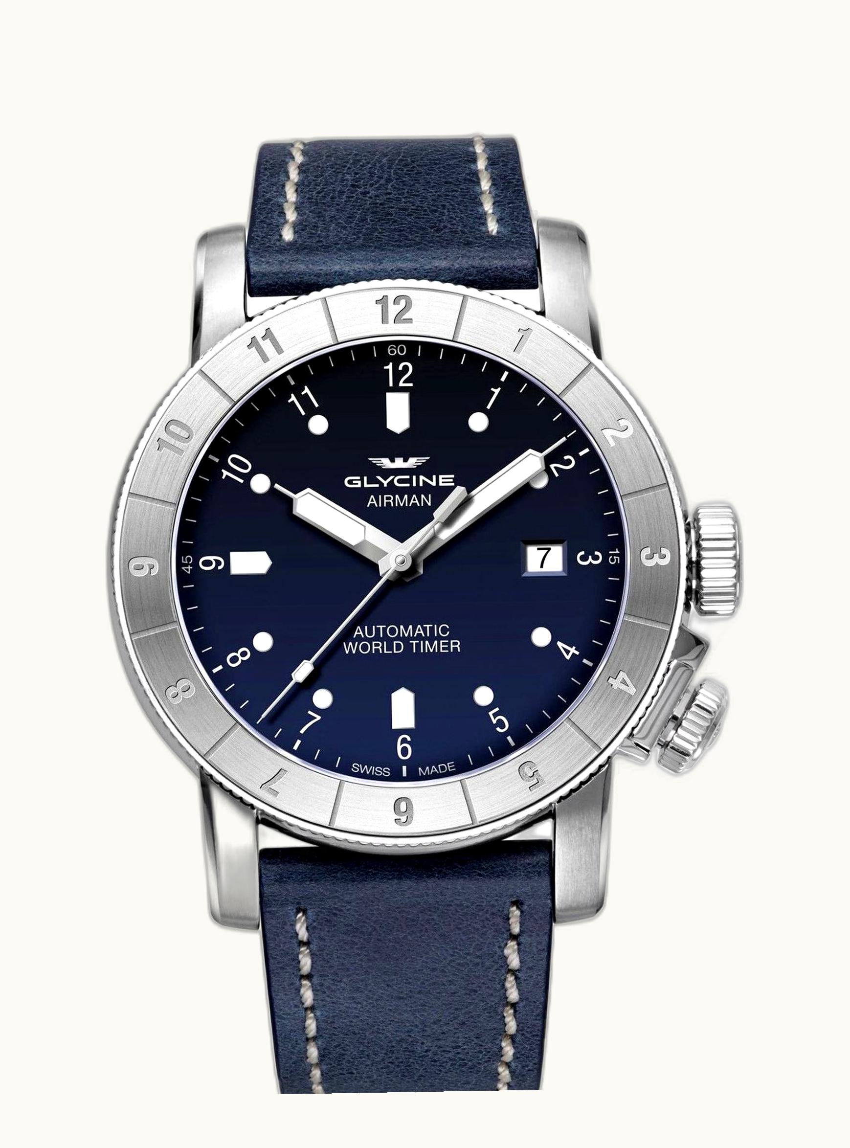 Glycine Airman 42 Automatic Stainless Steel / Blue