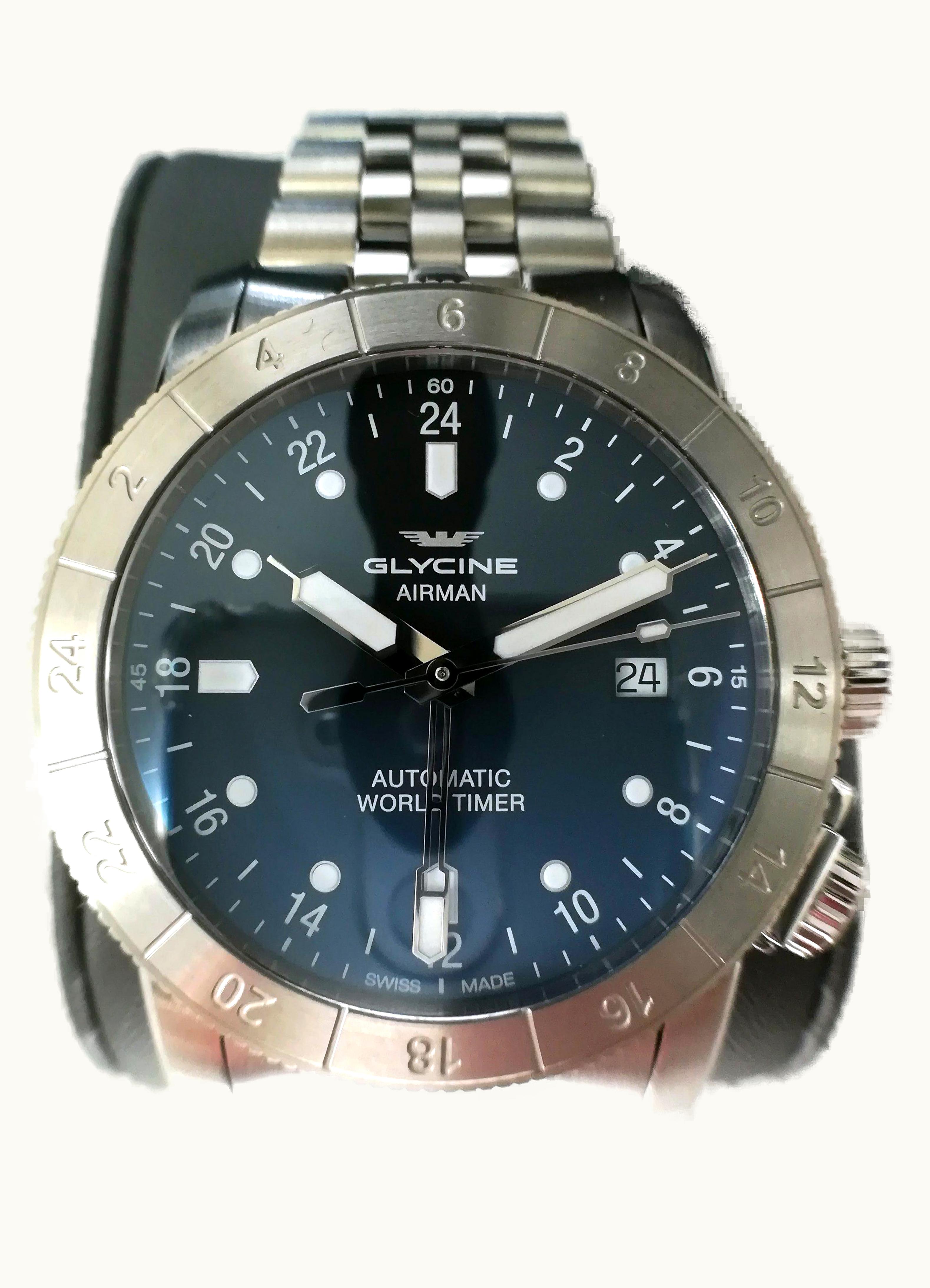 Glycine Airman 42 GMT Automatic Stainless Steel / Blue - Gradient / Bracelet