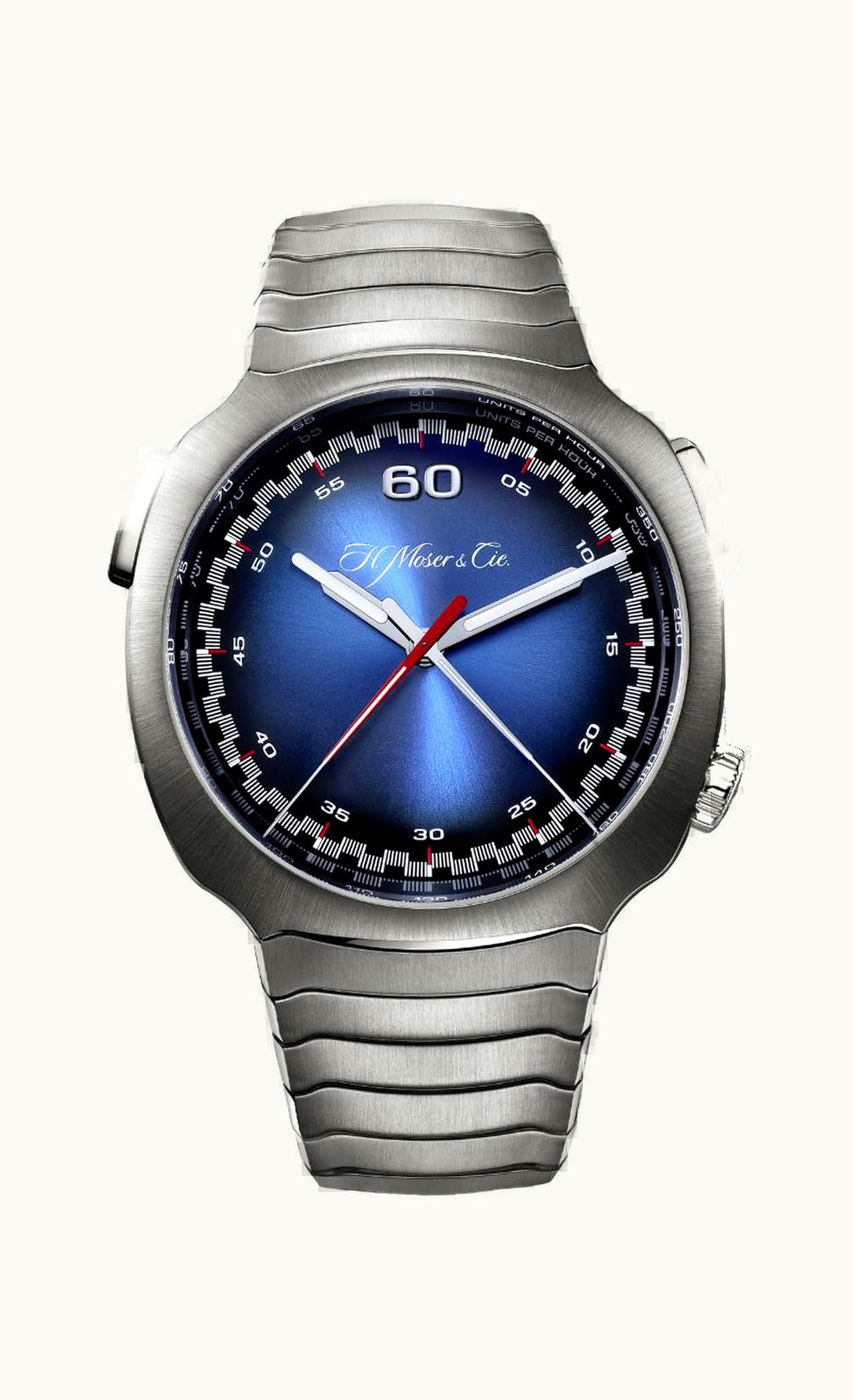 H. Moser & Cie Streamliner Flyback Automatic Stainless Steel / Funky Blue