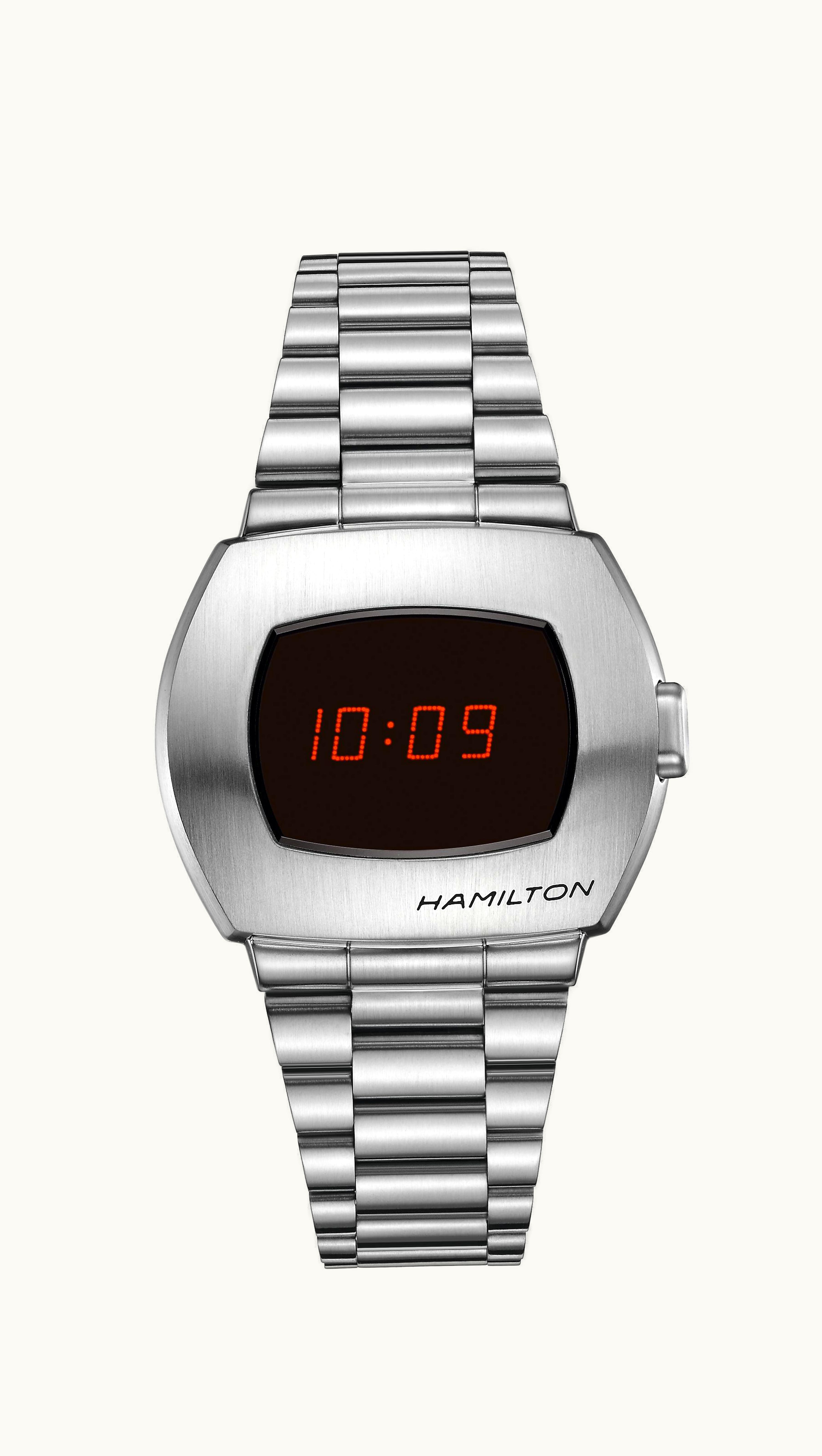 Hamilton PSR Digital Quartz Stainless Steel / Red