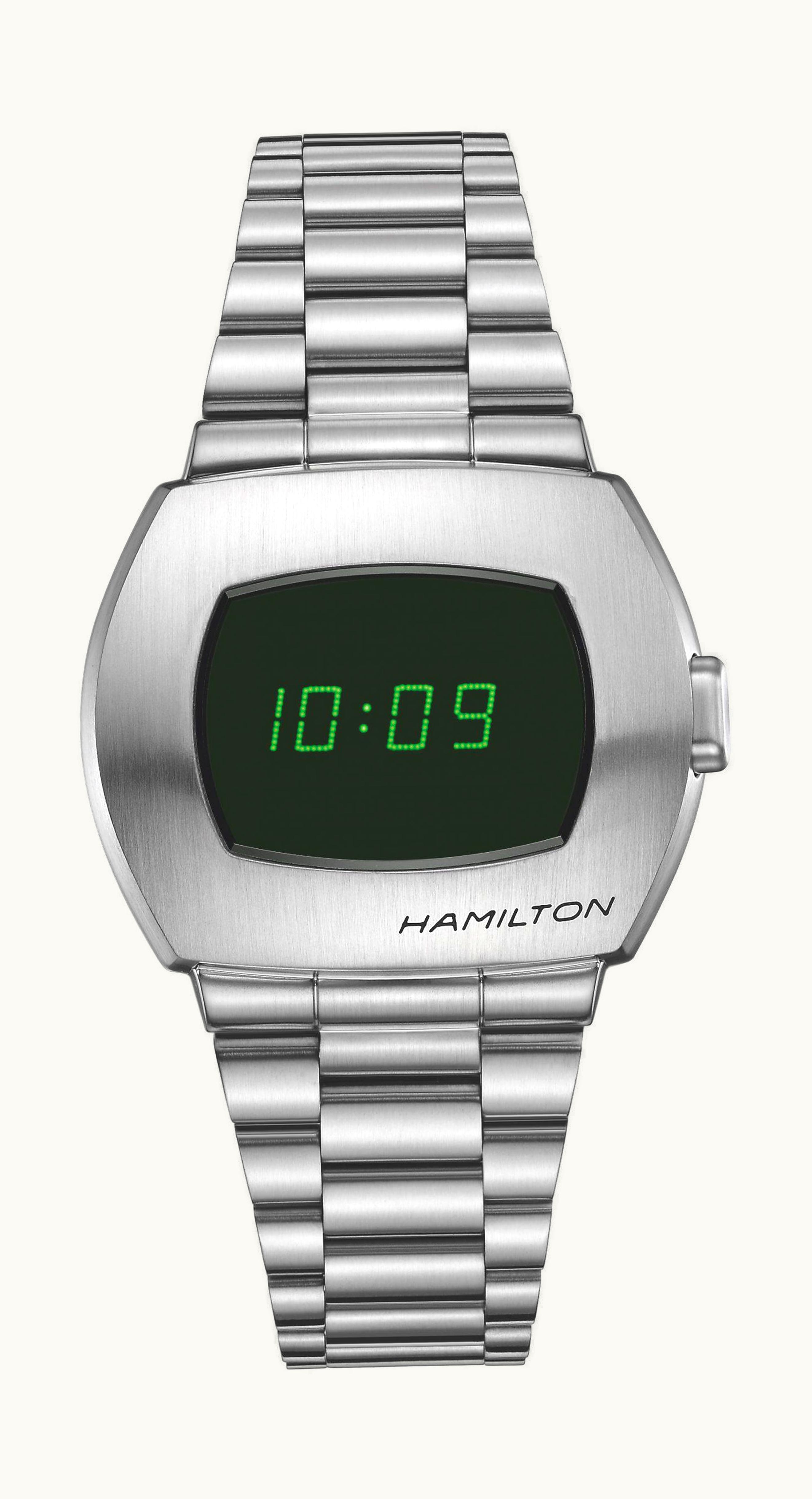 Hamilton PSR Digital Quartz Stainless Steel / Green