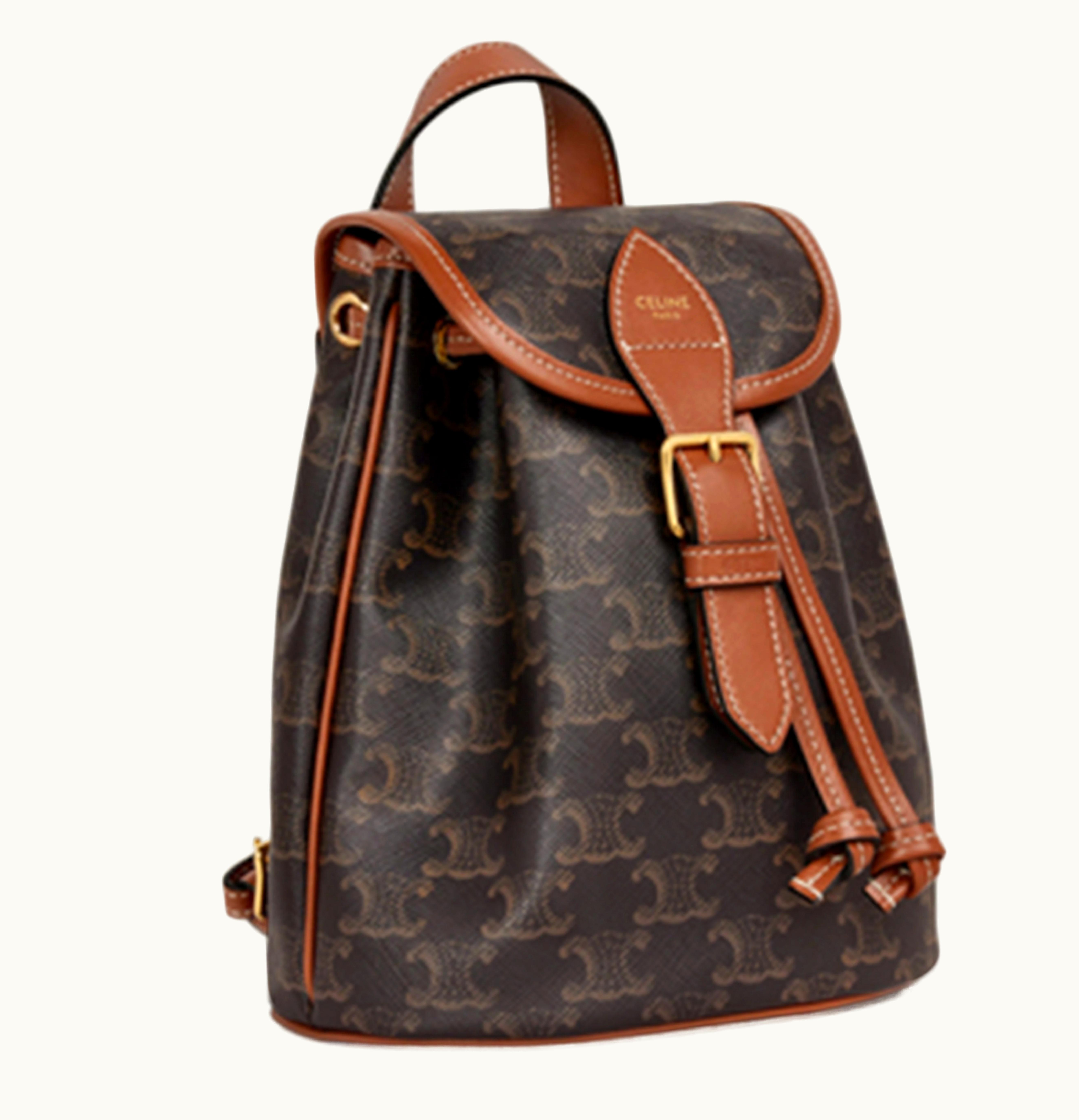 Celine Celine Backpack Folco Mini Triomphe Tan