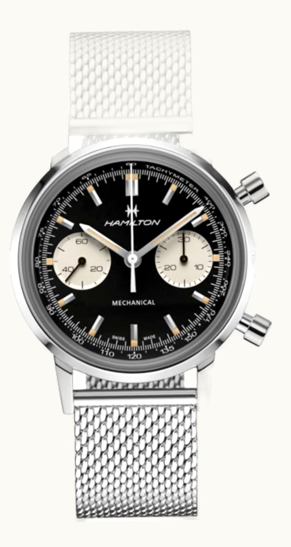 Hamilton Intra-Matic Chronograph H Stainless Steel / Black / Mesh