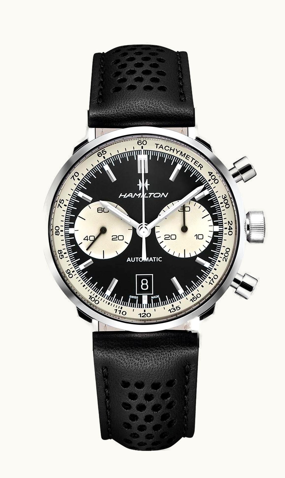 Hamilton Intra-Matic 68 Auto Chrono Stainless Steel / Black / Strap