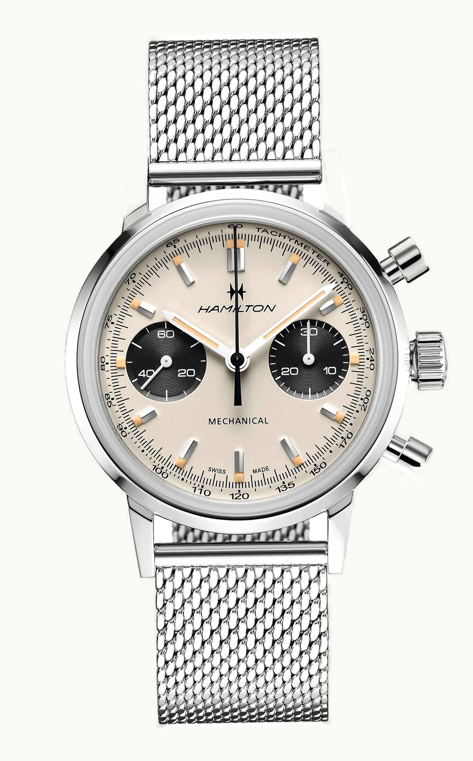 Hamilton Intra-Matic Chronograph H Stainless Steel / White / Mesh
