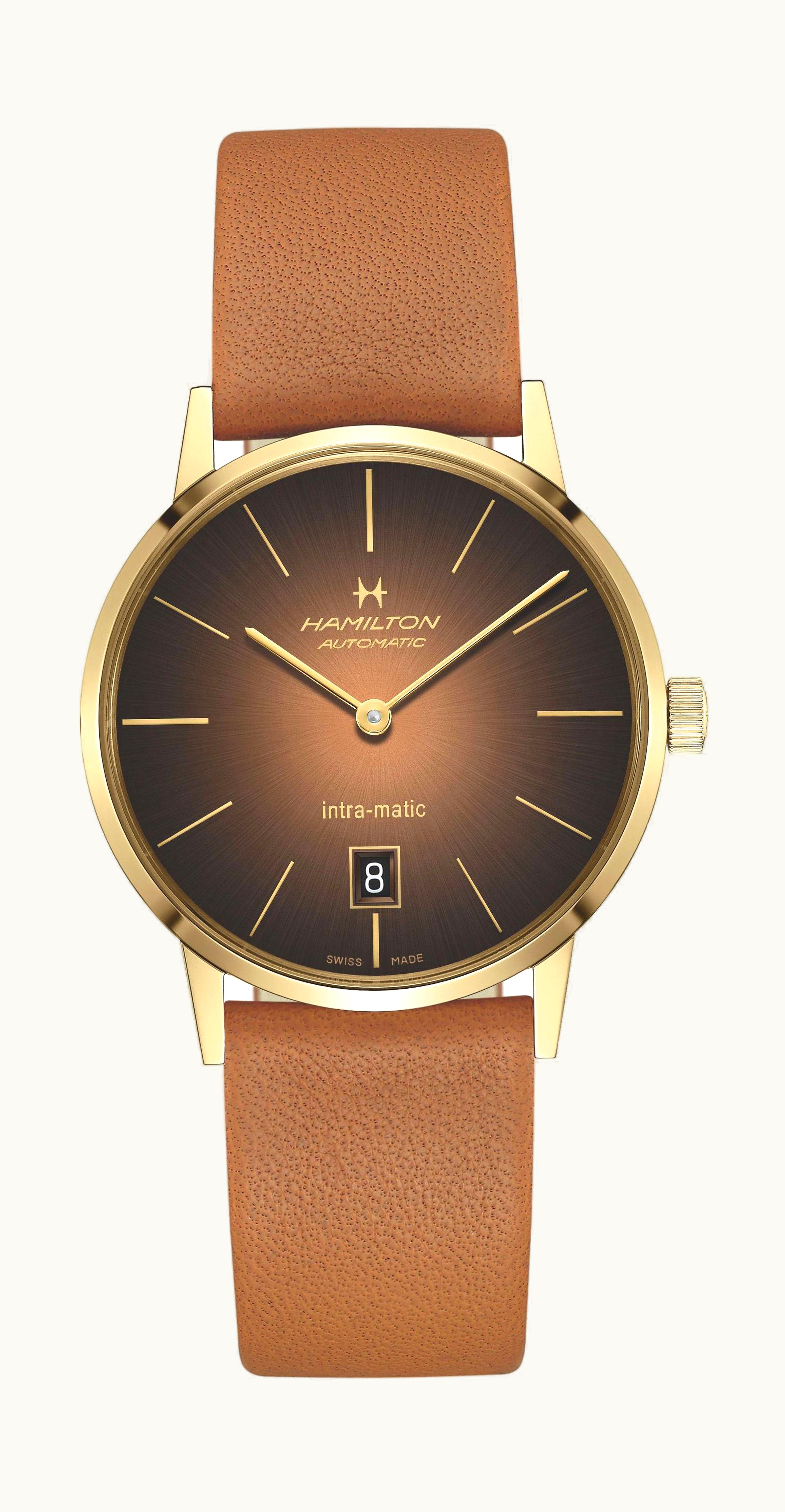 Hamilton Intra-Matic 38 Yellow Gold / Brown