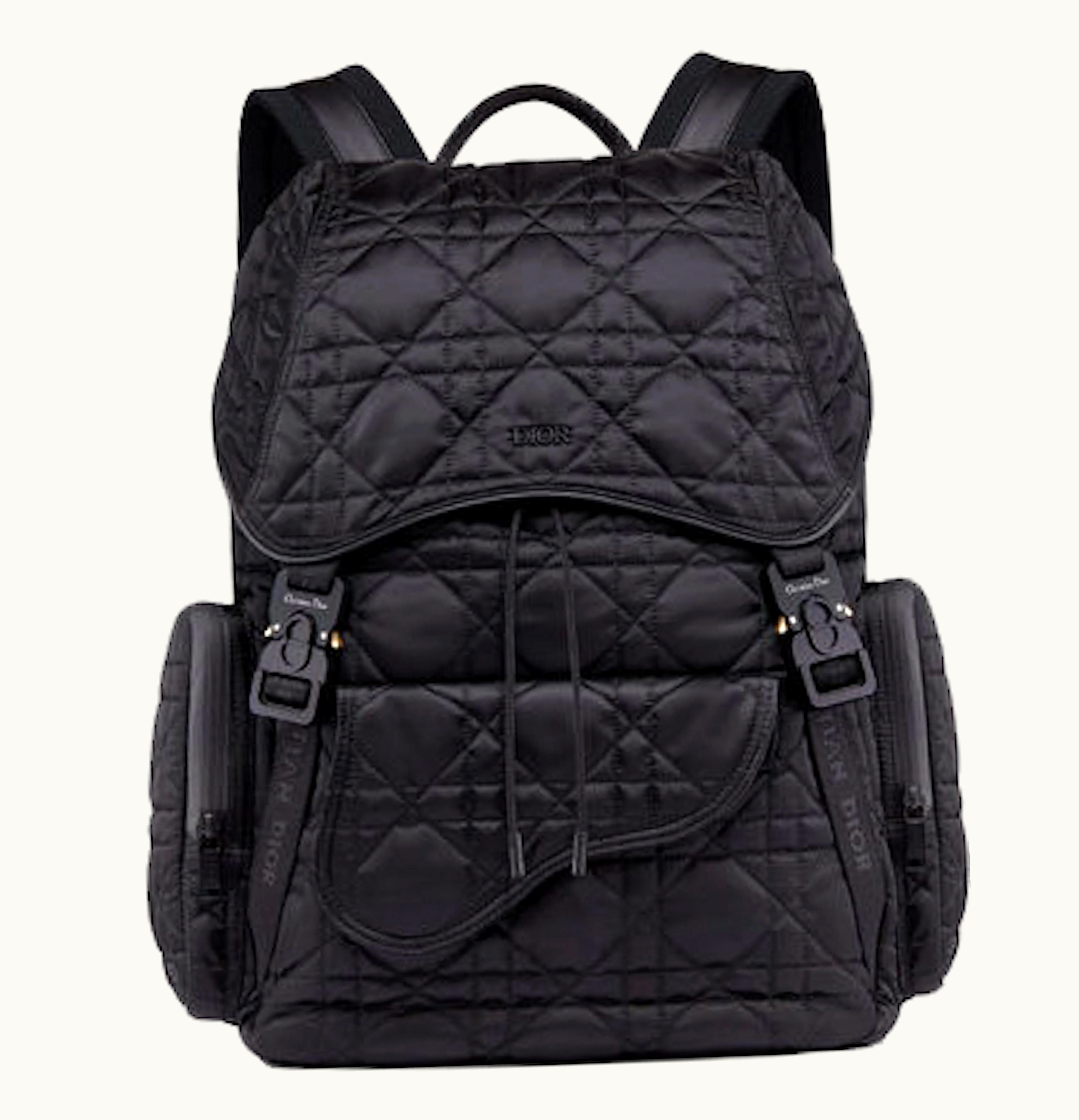 Dior Dior Nylon Blended Fabrics 2WAY Plain Handmade Logo Asymmetry Backpack Black