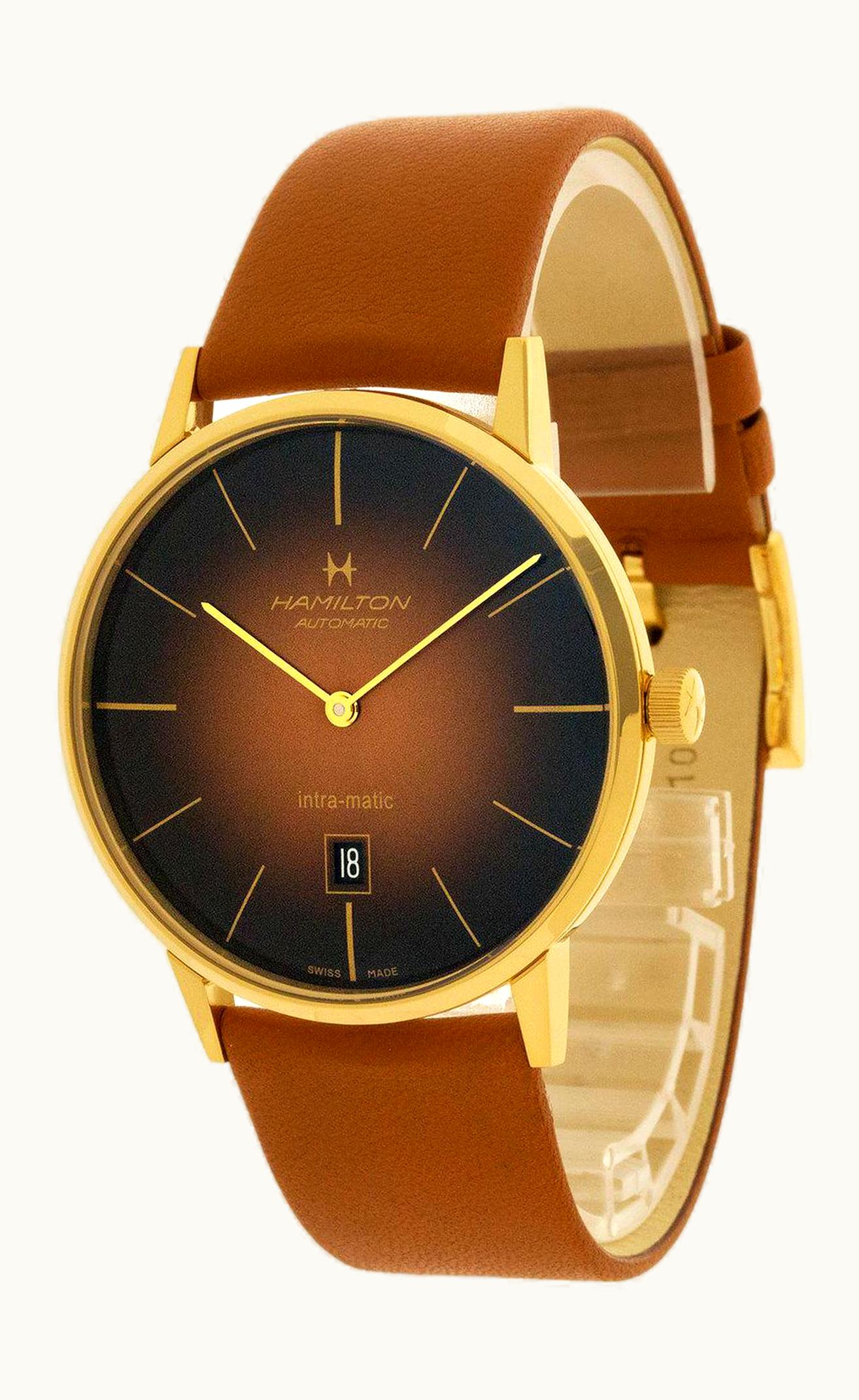 Hamilton Intra-Matic 42 Yellow Gold / Brown