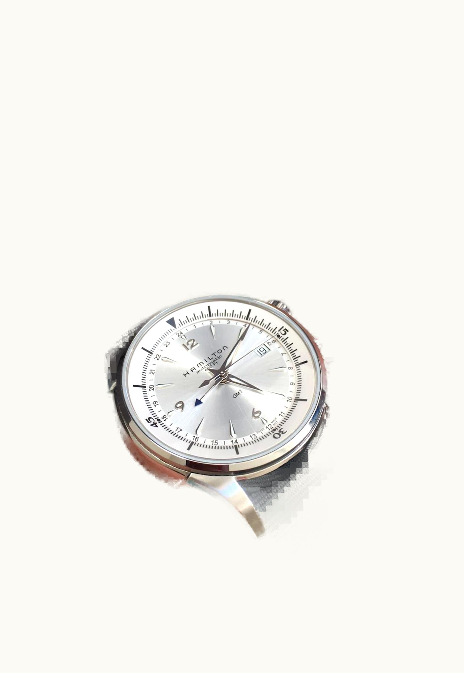 Hamilton Jazzmaster Traveler GMT 42mm Silver Dial / Ostrich