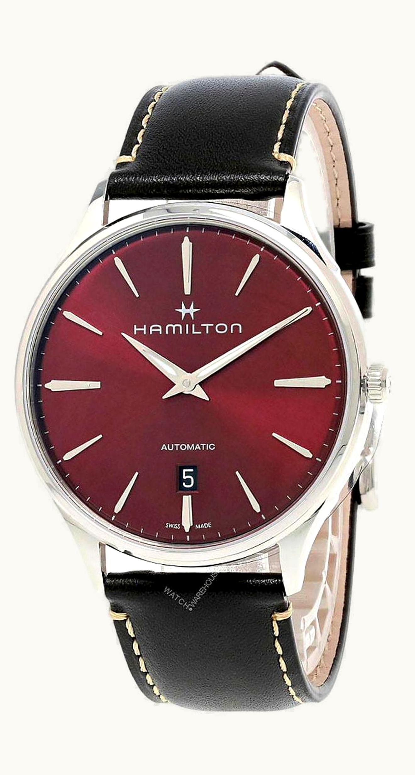 Hamilton Jazzmaster Thinline Auto 40 Stainless Steel / Red