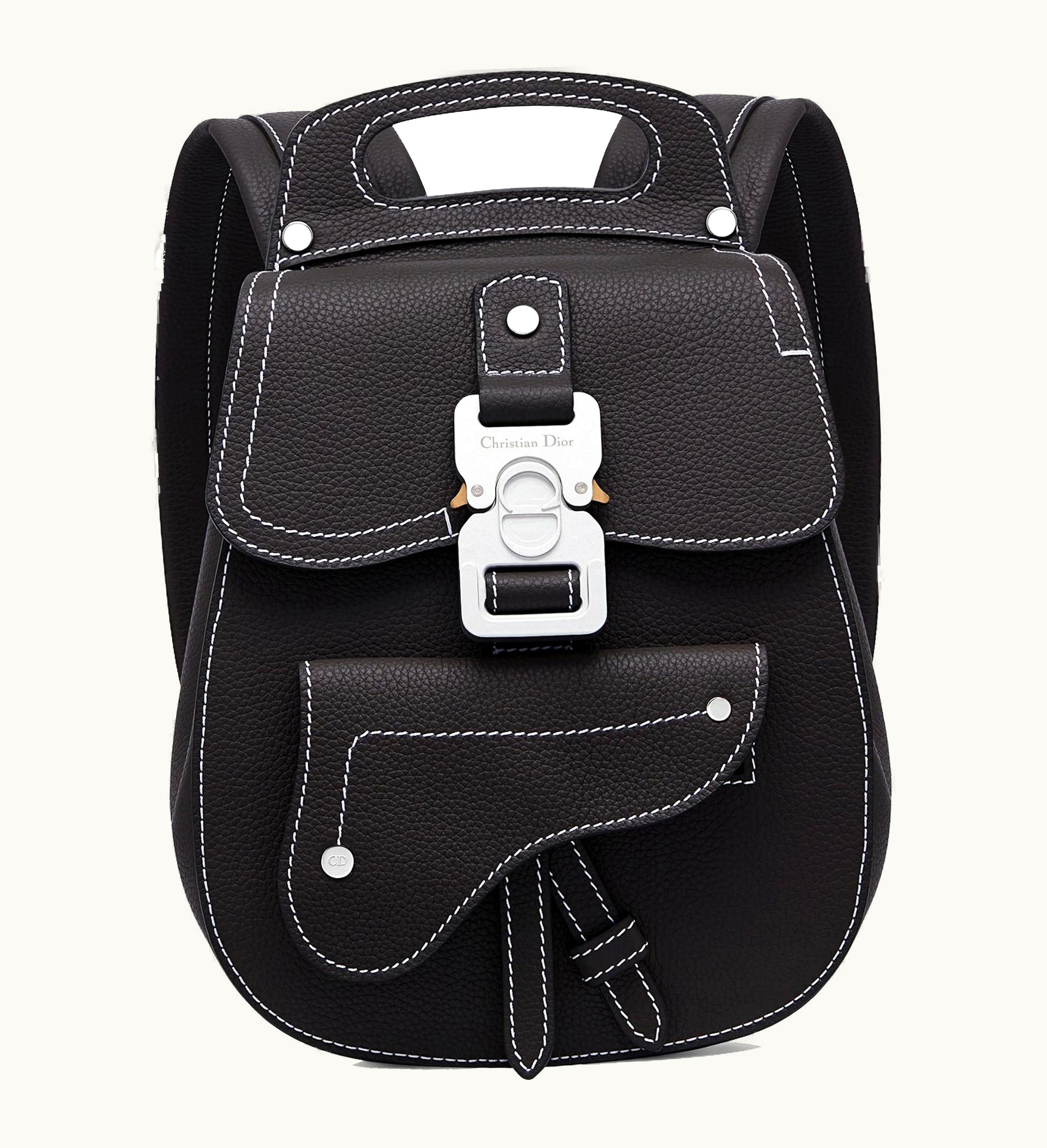 Dior Dior Saddle Detail Backpack Grained Calfskin Small Black