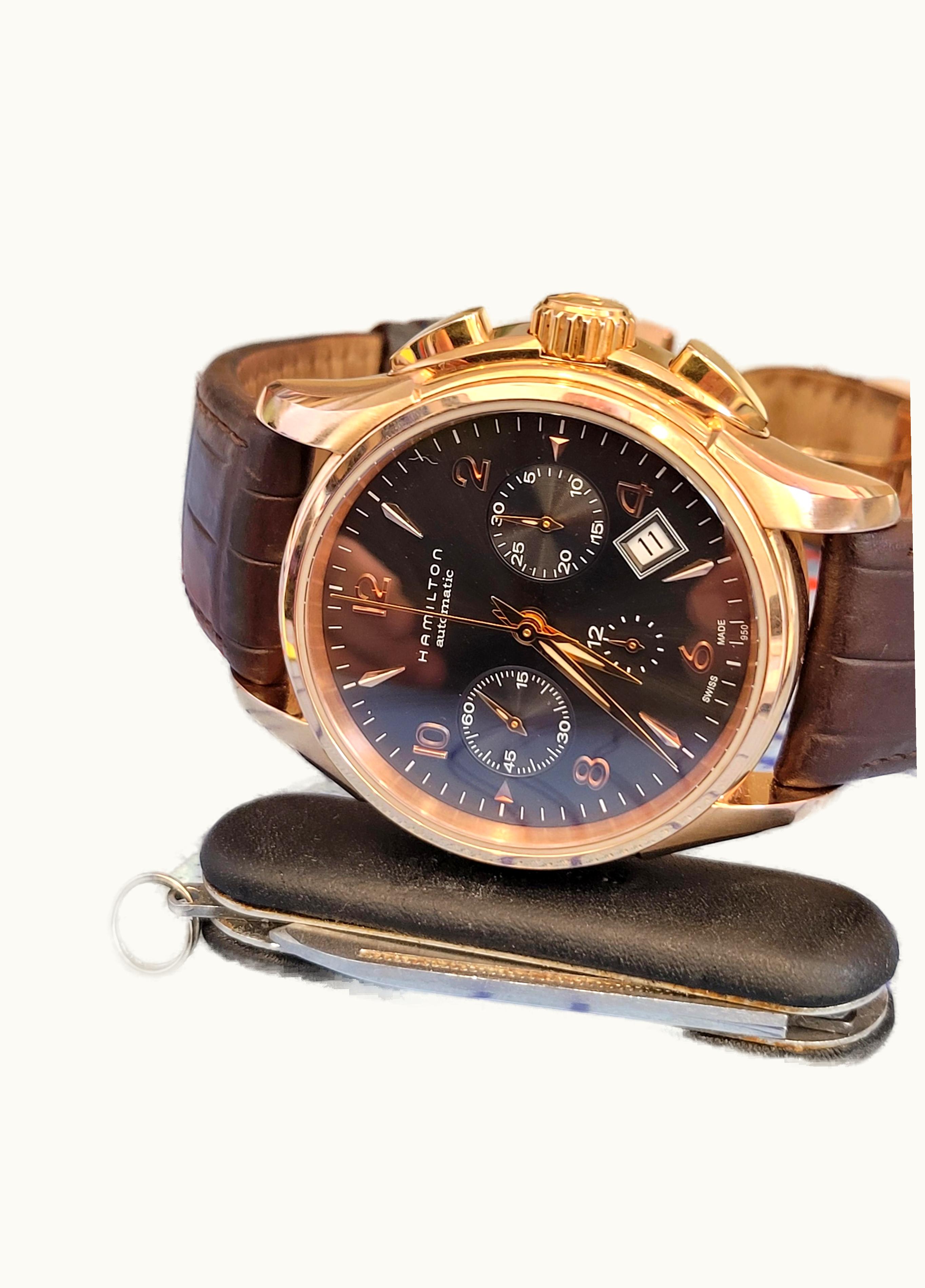 Hamilton Jazzmaster Automatic Chronograph 42mm Black Dial PVD Gold