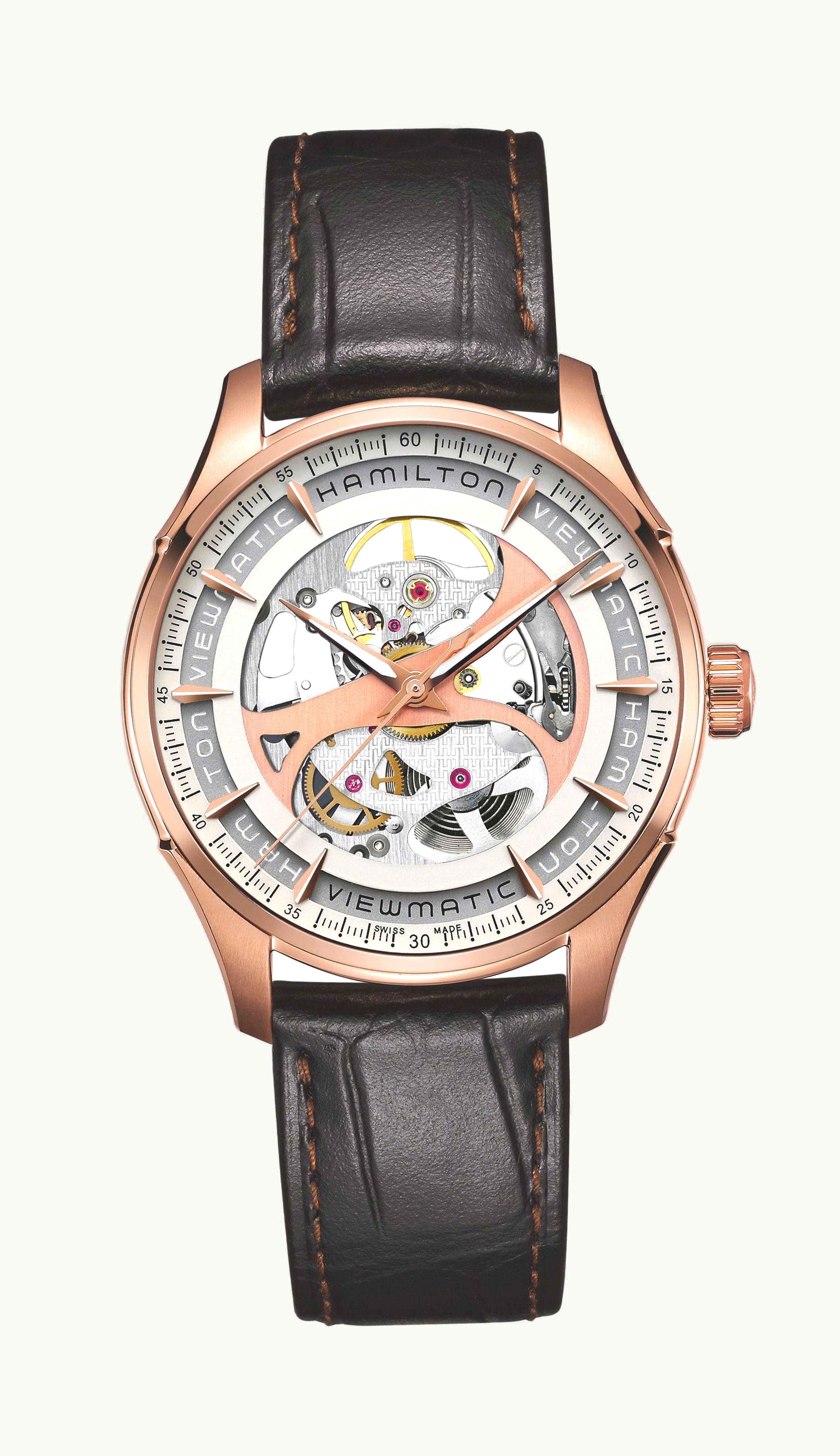 Hamilton Jazzmaster Viewmatic Skeleton Auto Rose Gold