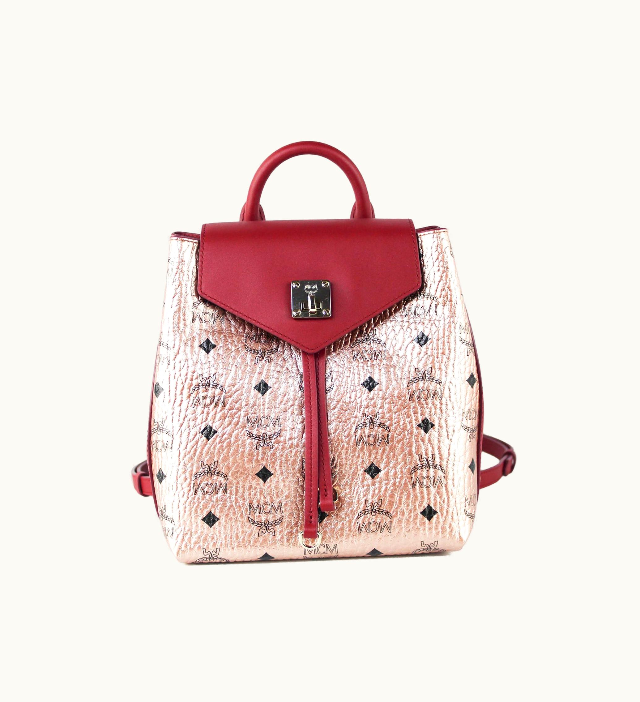 MCM MCM Visetos Essentials Drawstring Backpack Small Champagne Gold