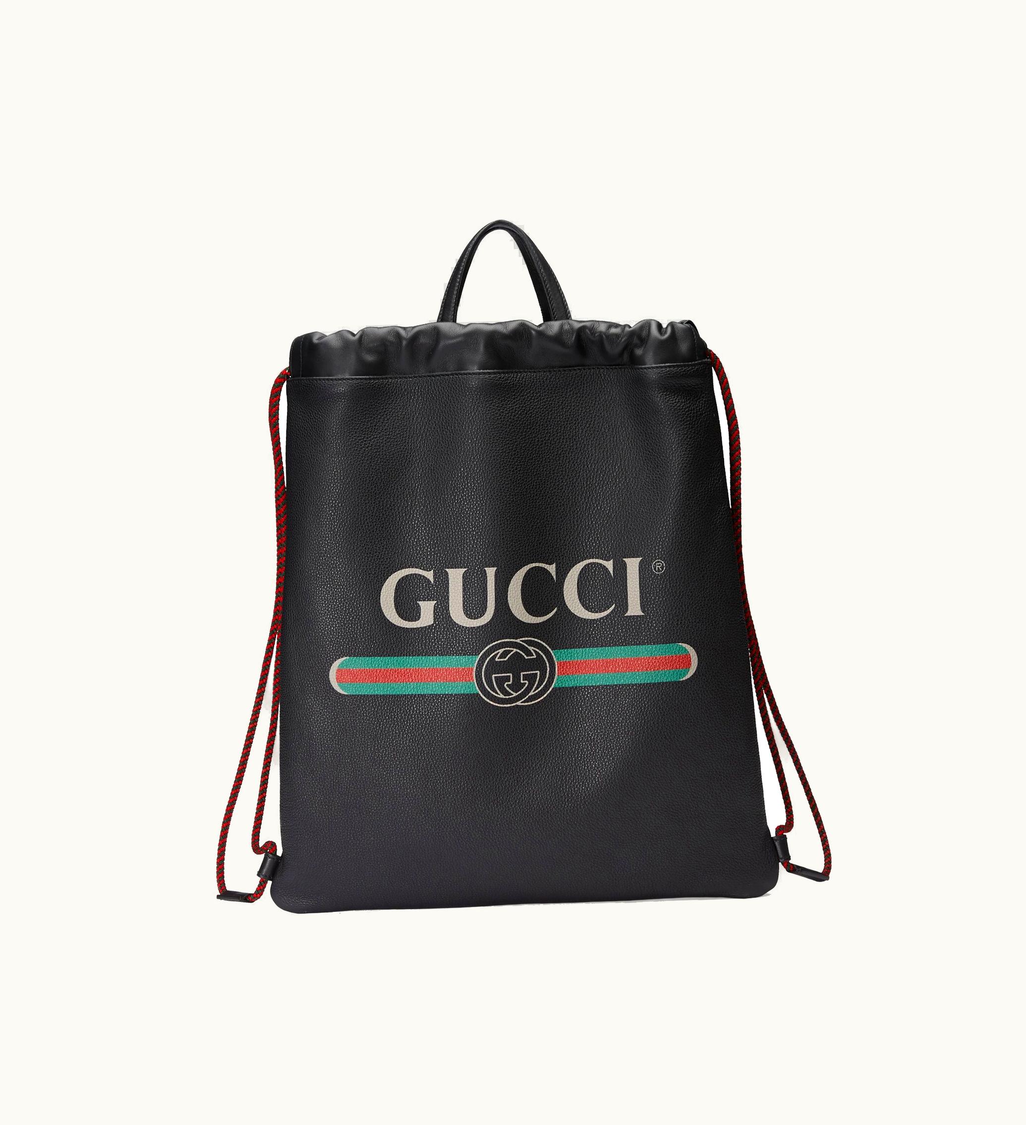 Gucci Gucci Drawstring Backpack Vintage Logo Black