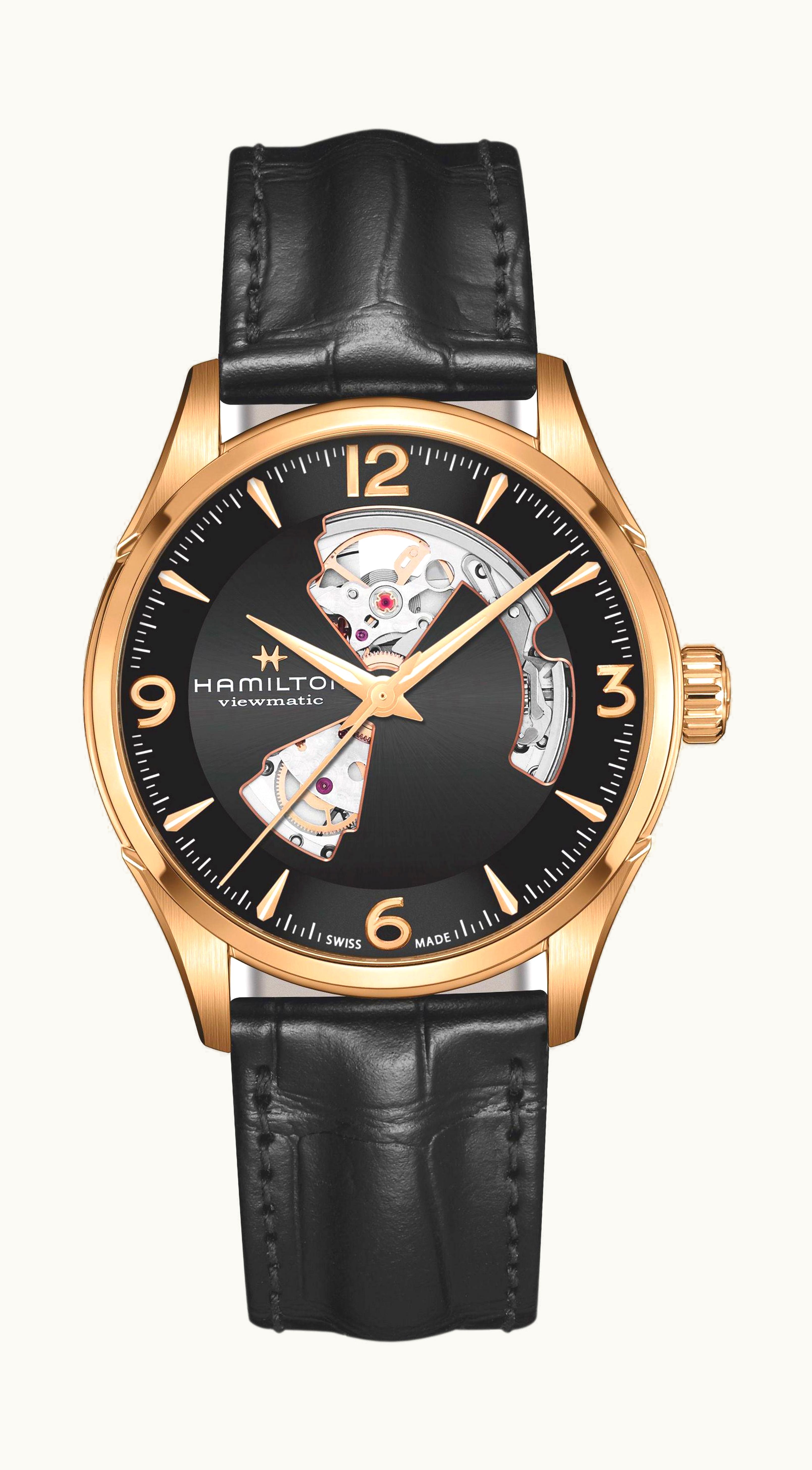 Hamilton Jazzmaster Open Heart 42 Rose Gold / Black