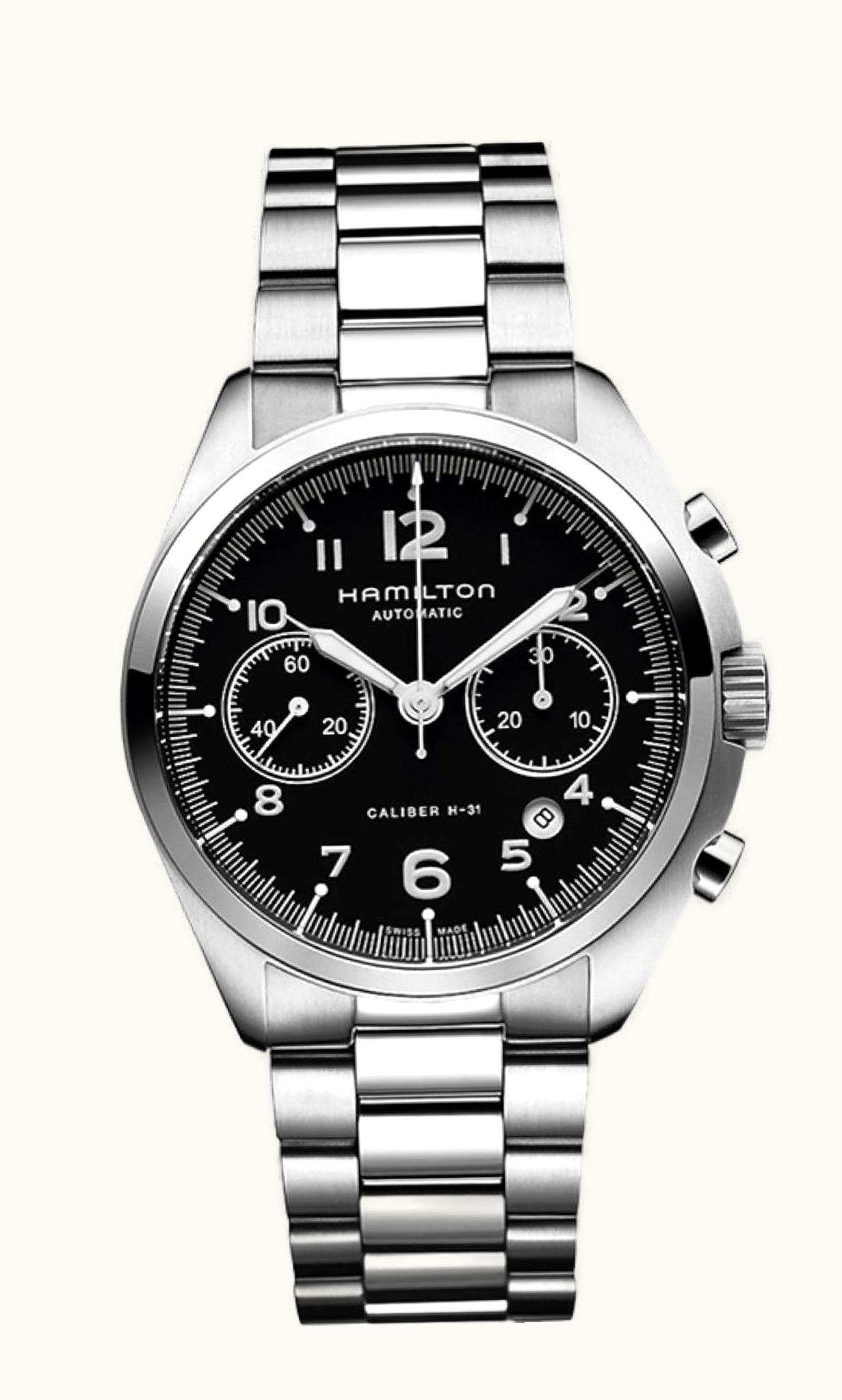 Hamilton Khaki Pilot Pioneer Auto Chrono Black / Bracelet