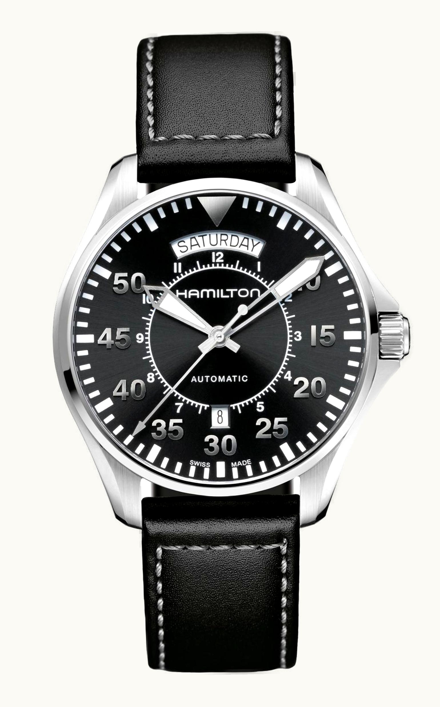 Hamilton Khaki Pilot Day Date Auto 42 Stainless Steel / Black