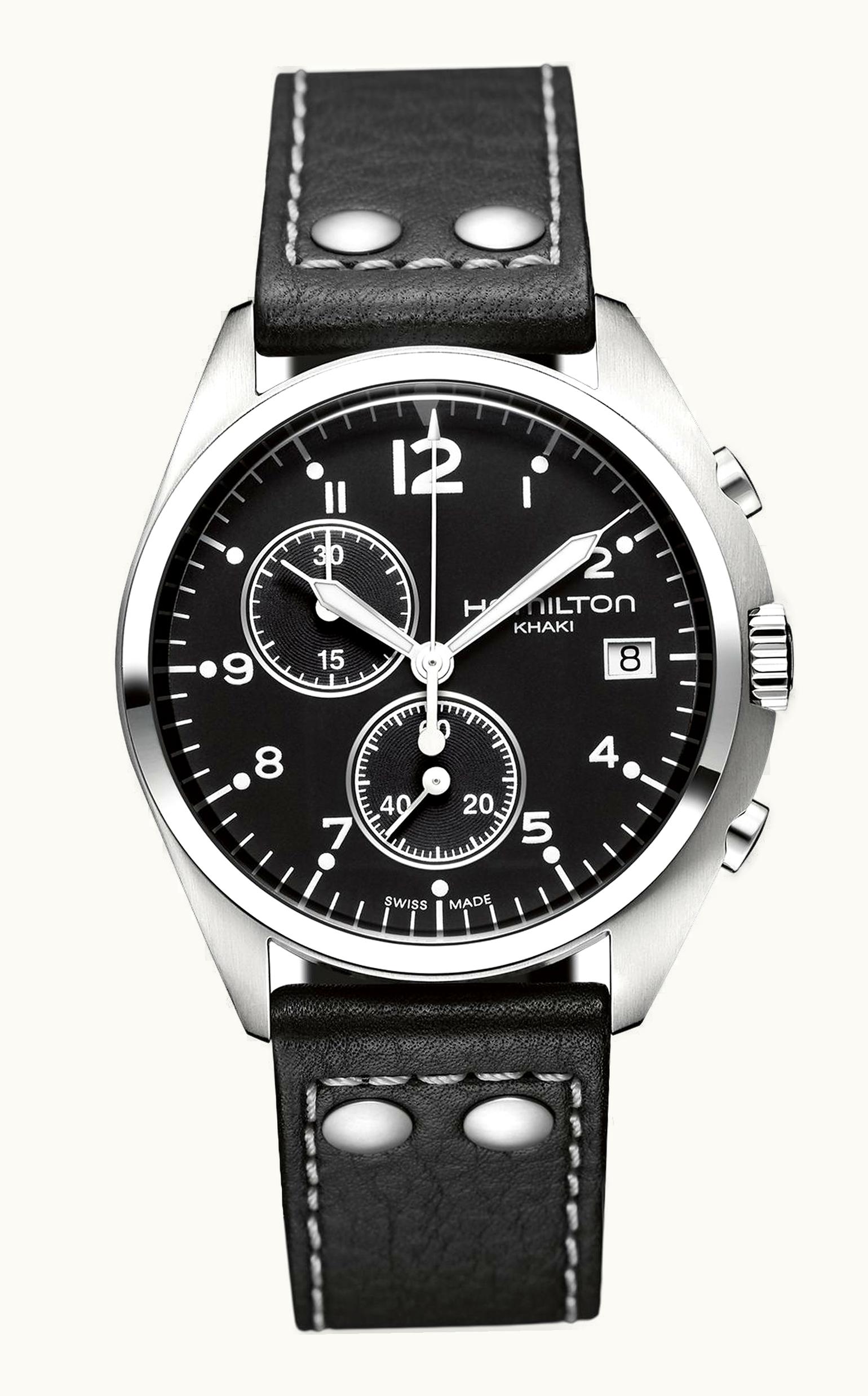 Hamilton Khaki Pilot Pioneer Chrono Quartz Stainless Steel / Black
