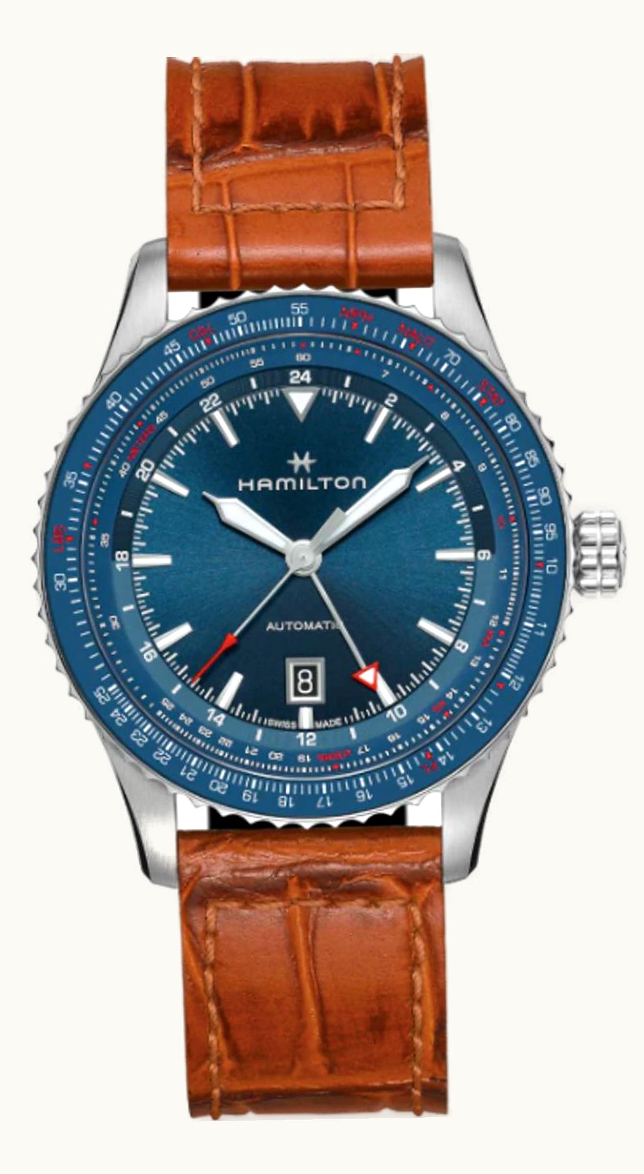 Hamilton Khaki Aviation Converter Auto GMT Stainless Steel / Blue