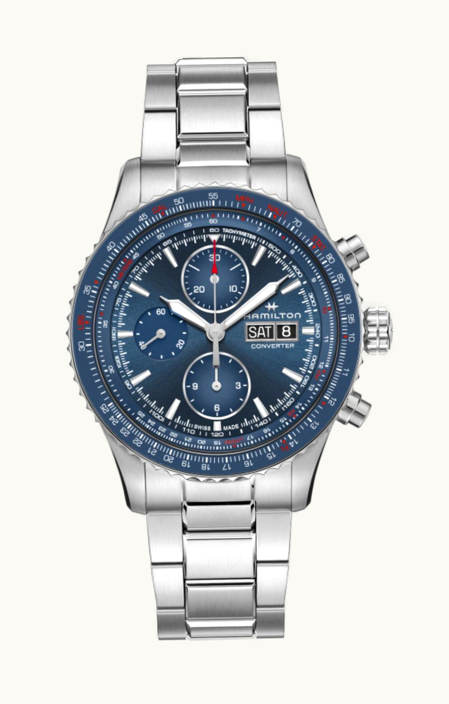 Hamilton Khaki Aviation Converter Auto Chrono Stainless Steel / Blue / Bracelet