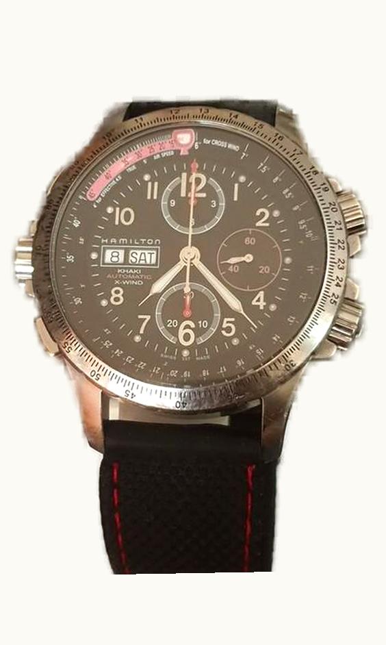 Hamilton Khaki Aviation X-Wind Automatic Black-Orange / Leather