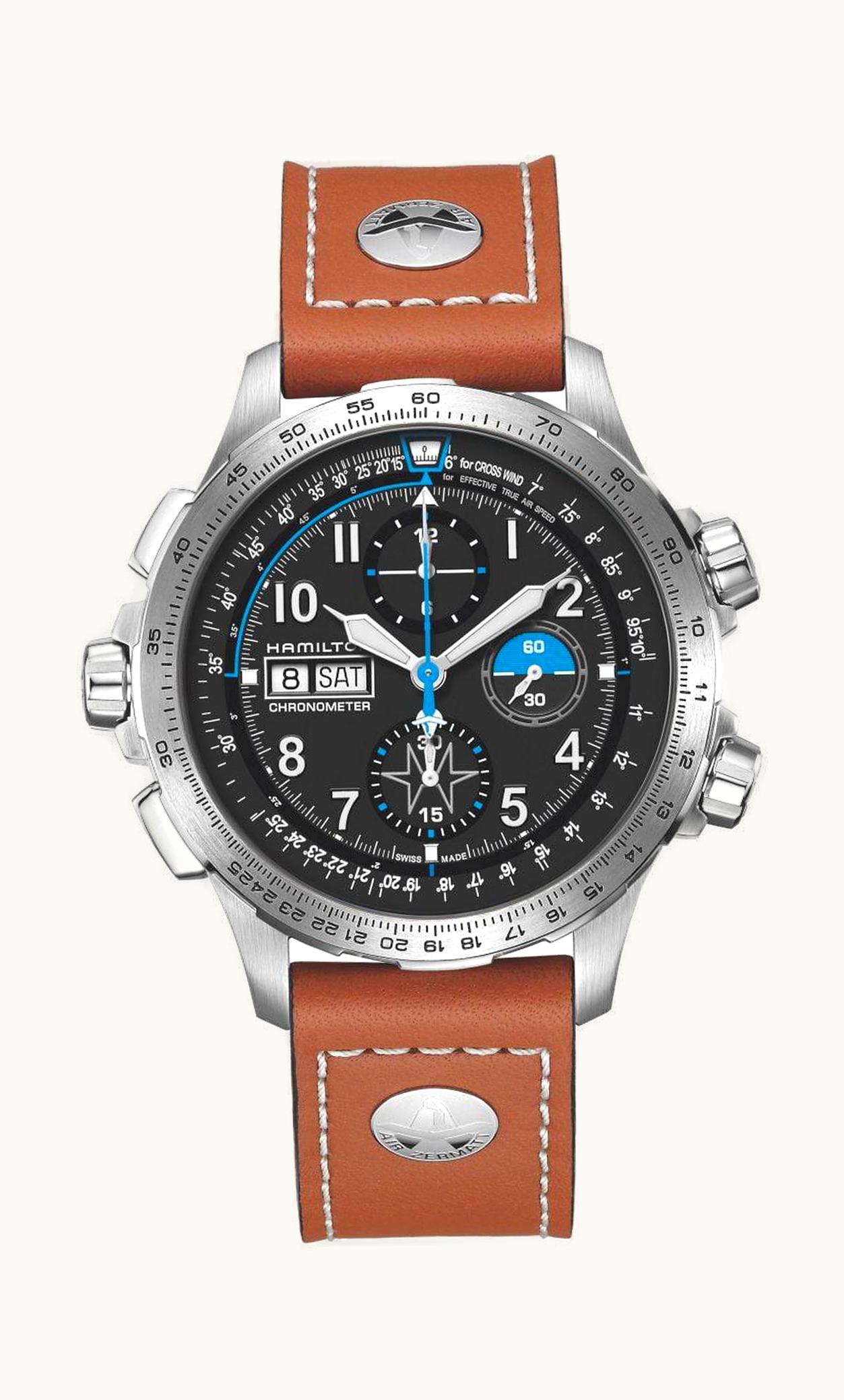 Hamilton Khaki Aviation X-Wind Automatic Black-Orange / Leather