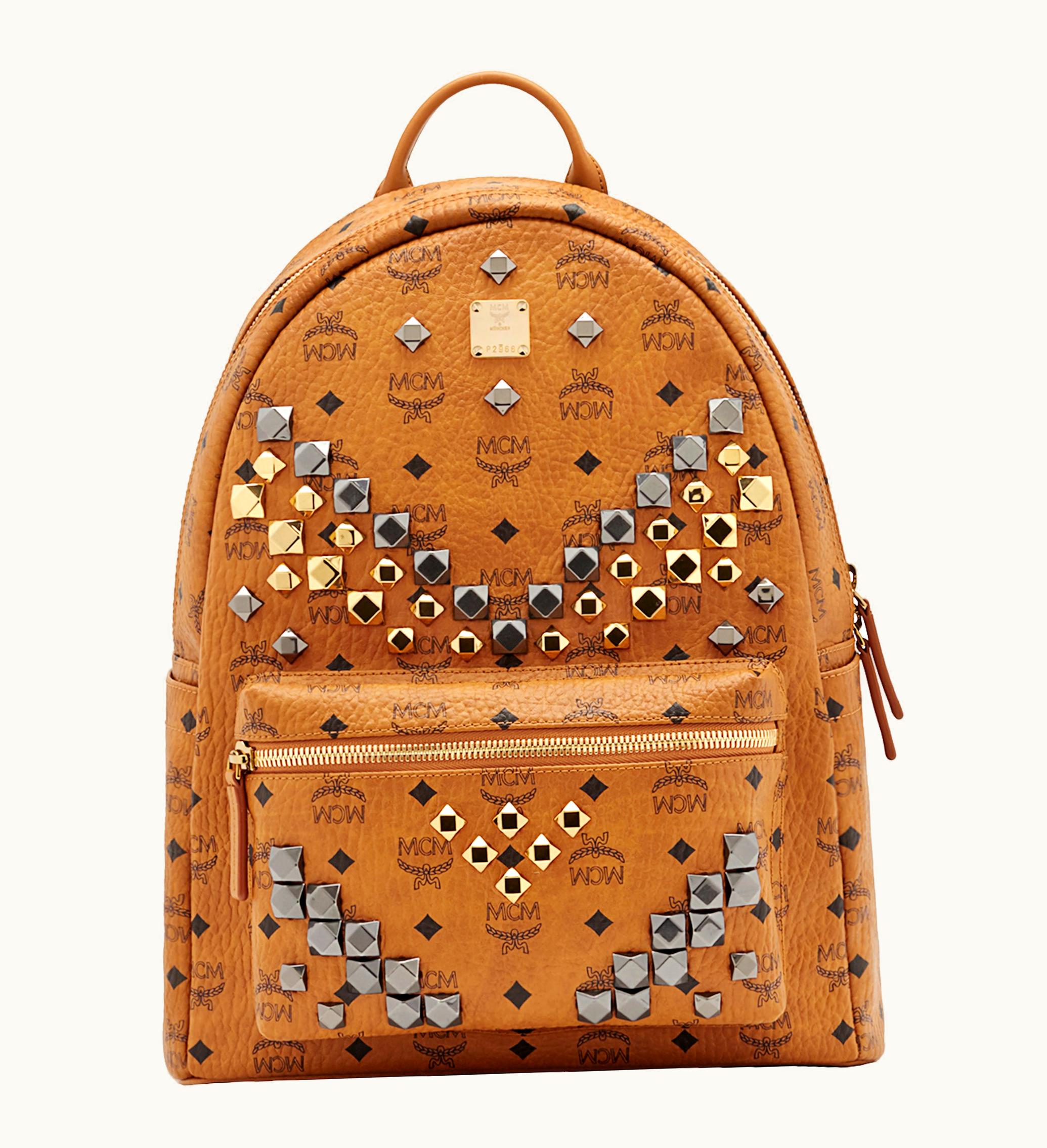 MCM MCM Stark Backpack Visetos M Studs Medium Cognac