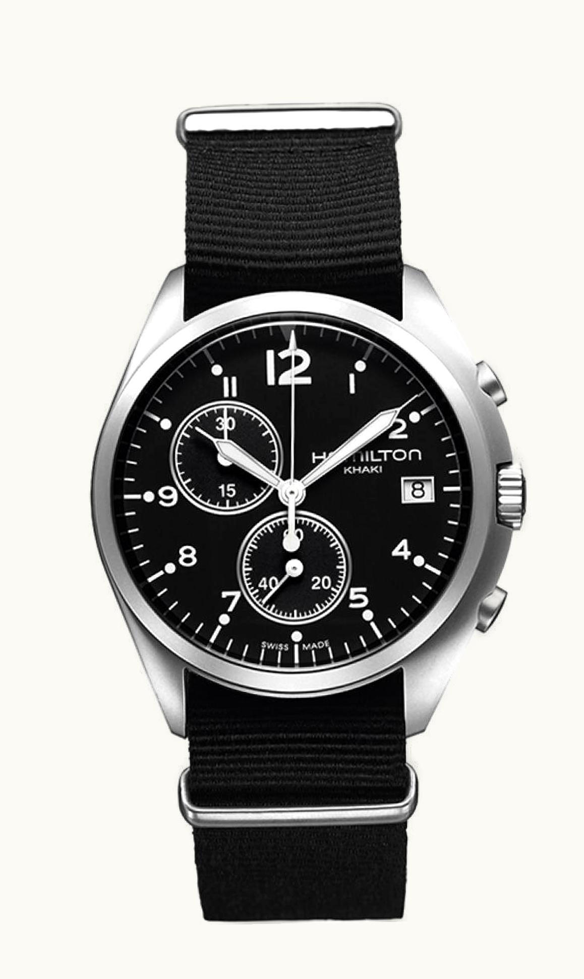 Hamilton Khaki Pilot Pioneer Chrono Quartz Black / NATO