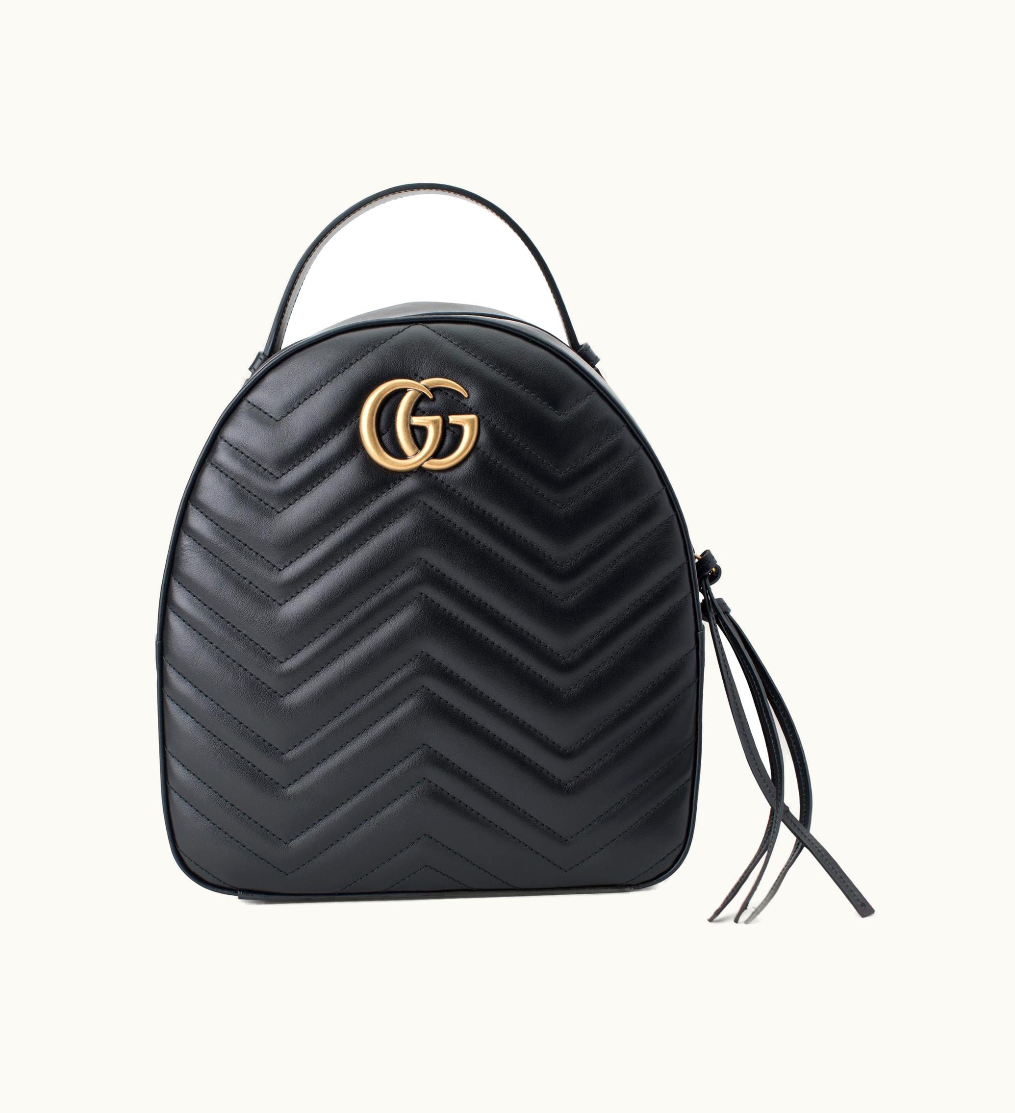 Gucci Gucci Backpack Matelasse Marmont Calfskin Leather Black