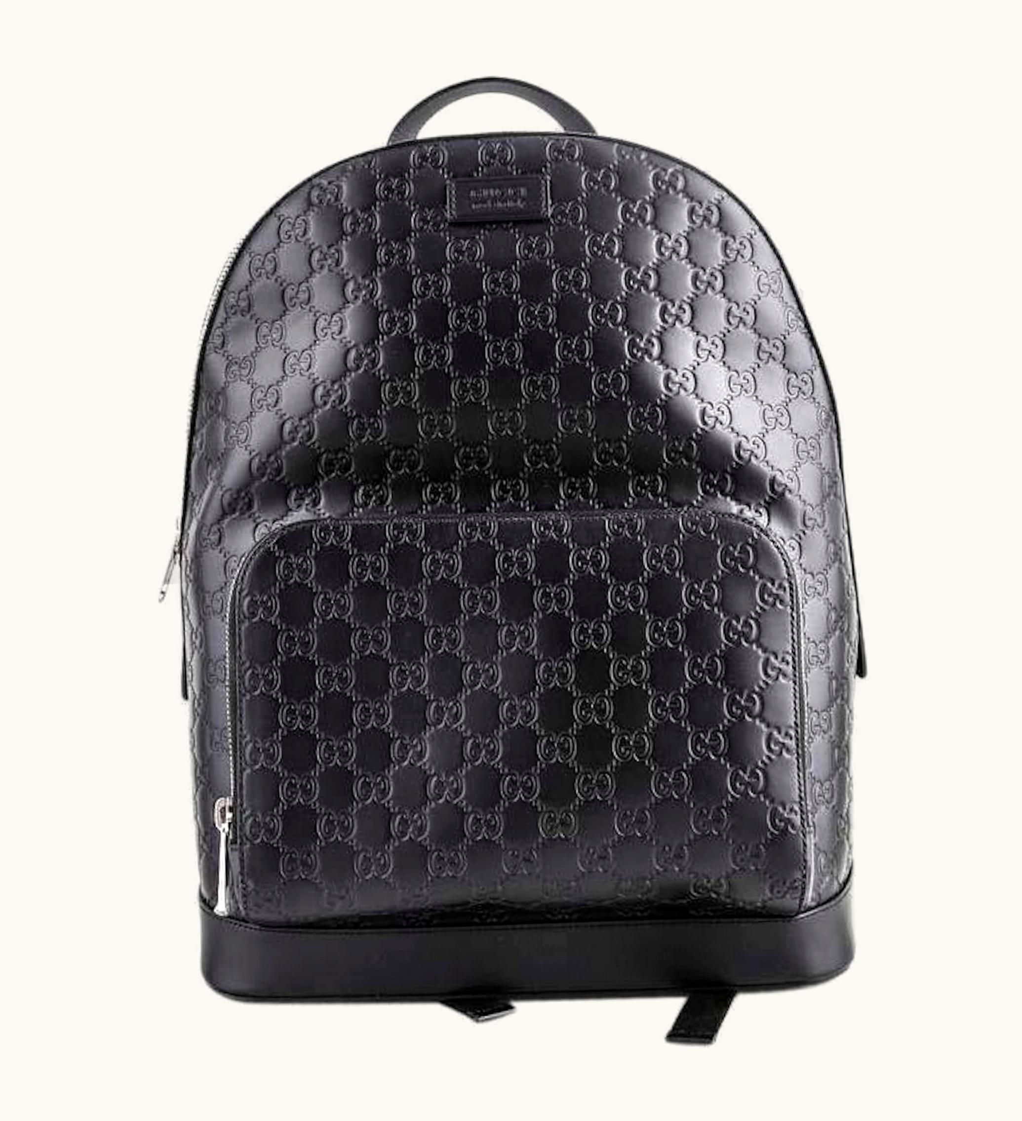 Gucci Gucci Backpack Signature GG Leather Black