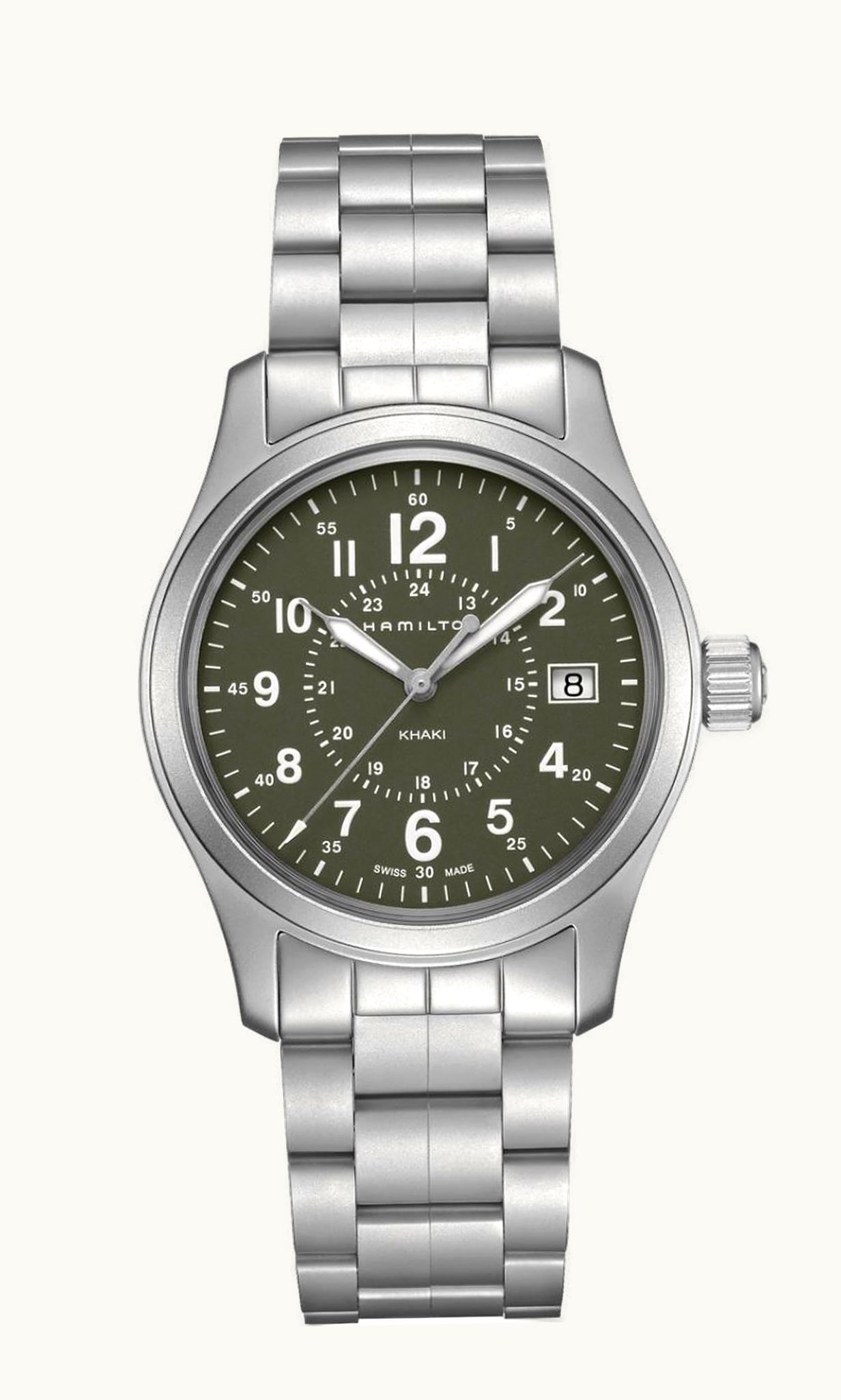 Hamilton Khaki Field Quartz 38 Stainless Steel / Green / Bracelet