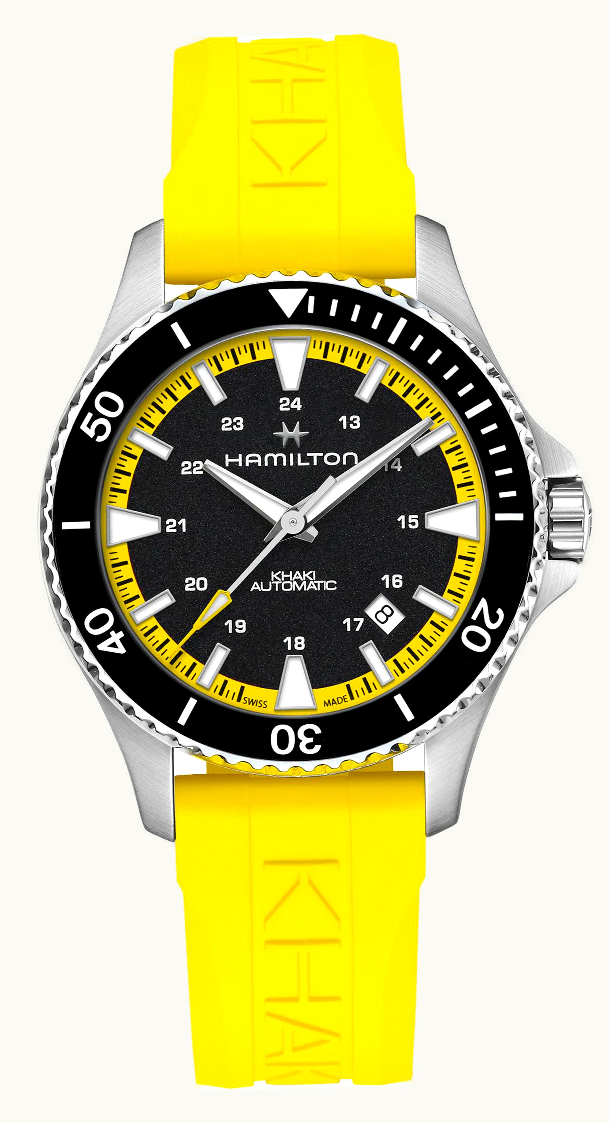 Hamilton Khaki Navy Scuba Auto Stainless Steel / Black - Yellow / Rubber