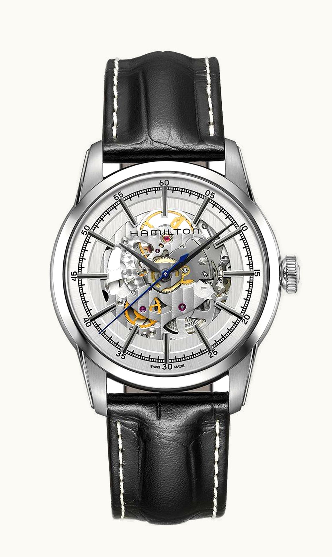 Hamilton Railroad 42 Skeleton Auto Stainless Steel / Silver