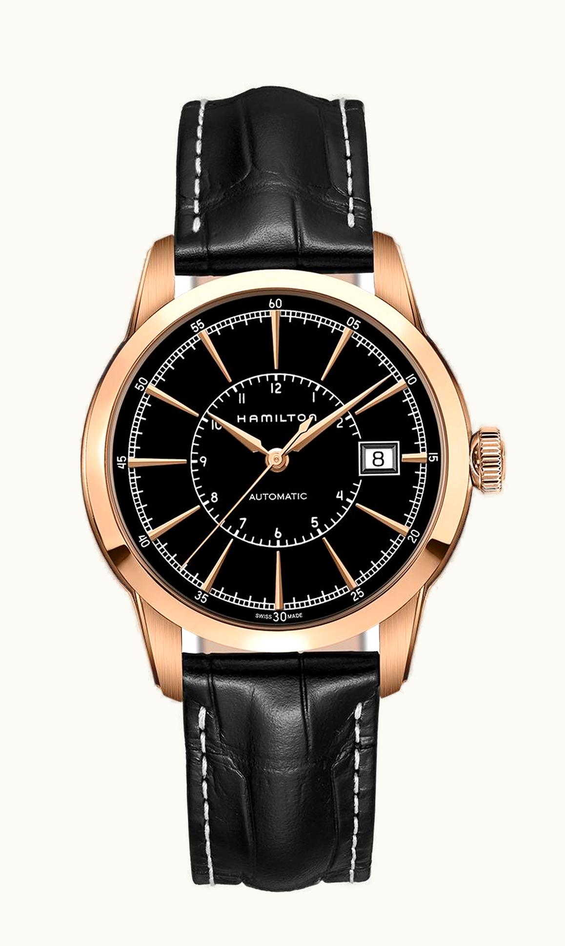 Hamilton Railroad 40 Auto Rose Gold / Black