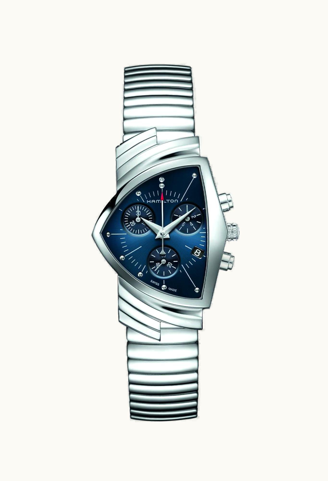 Hamilton Ventura Chrono Quartz Stainless Steel / Blue Suede Shoes / Bracelet