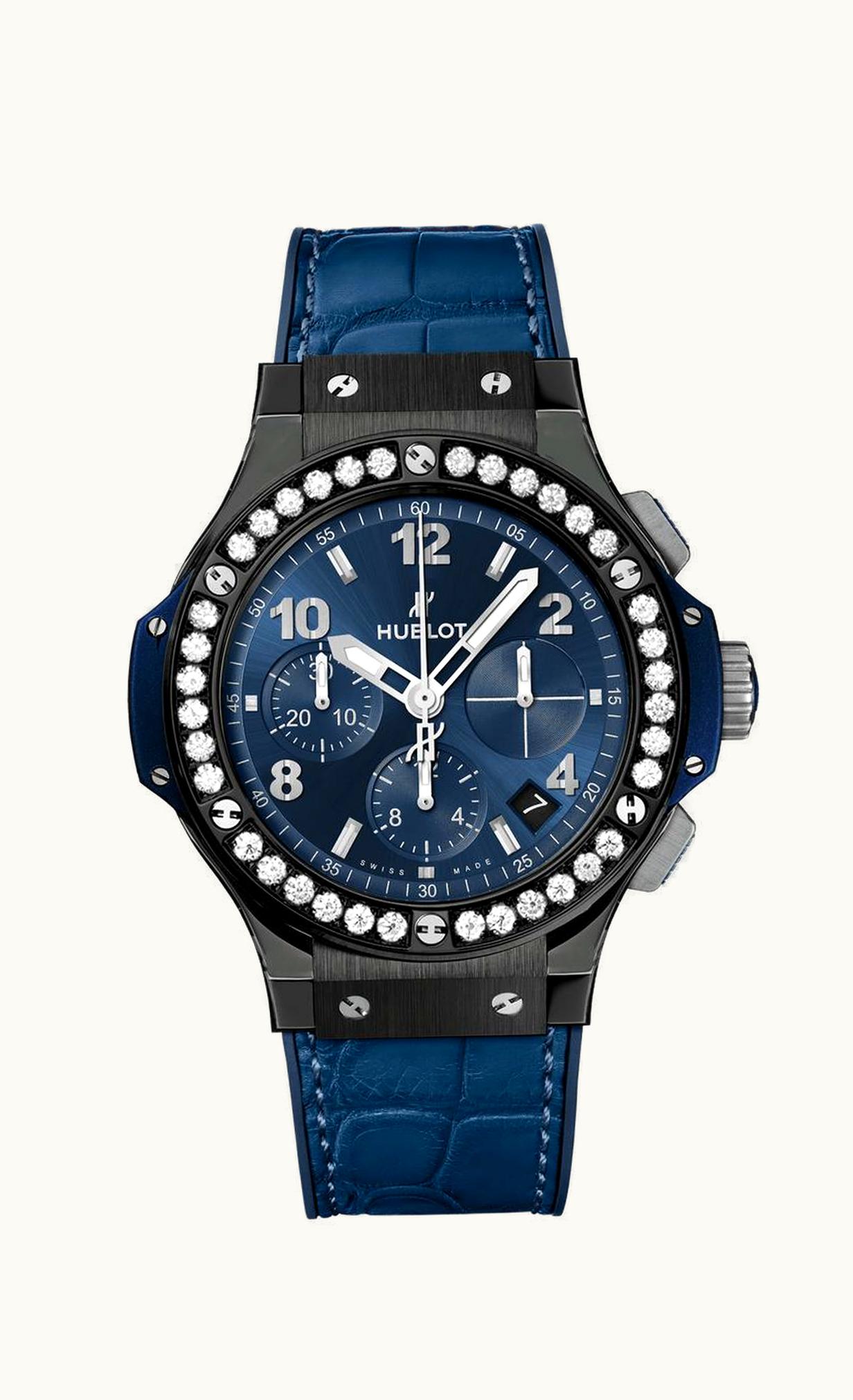 Hublot Big Bang Original 41 Ceramic - Diamond / Blue / Alligator