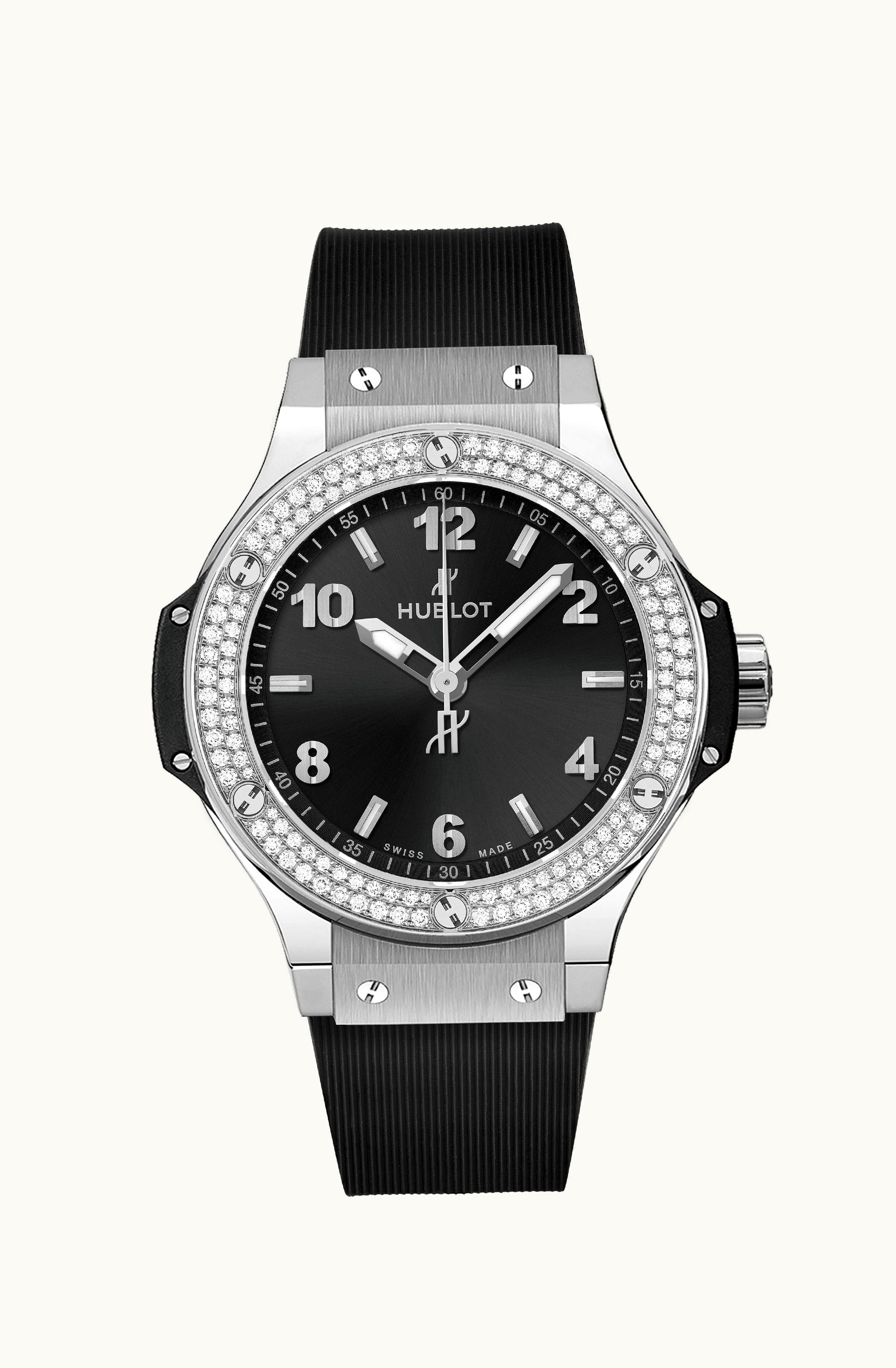 Hublot Big Bang 38 Quartz Stainless Steel - Diamond / Black / Rubber
