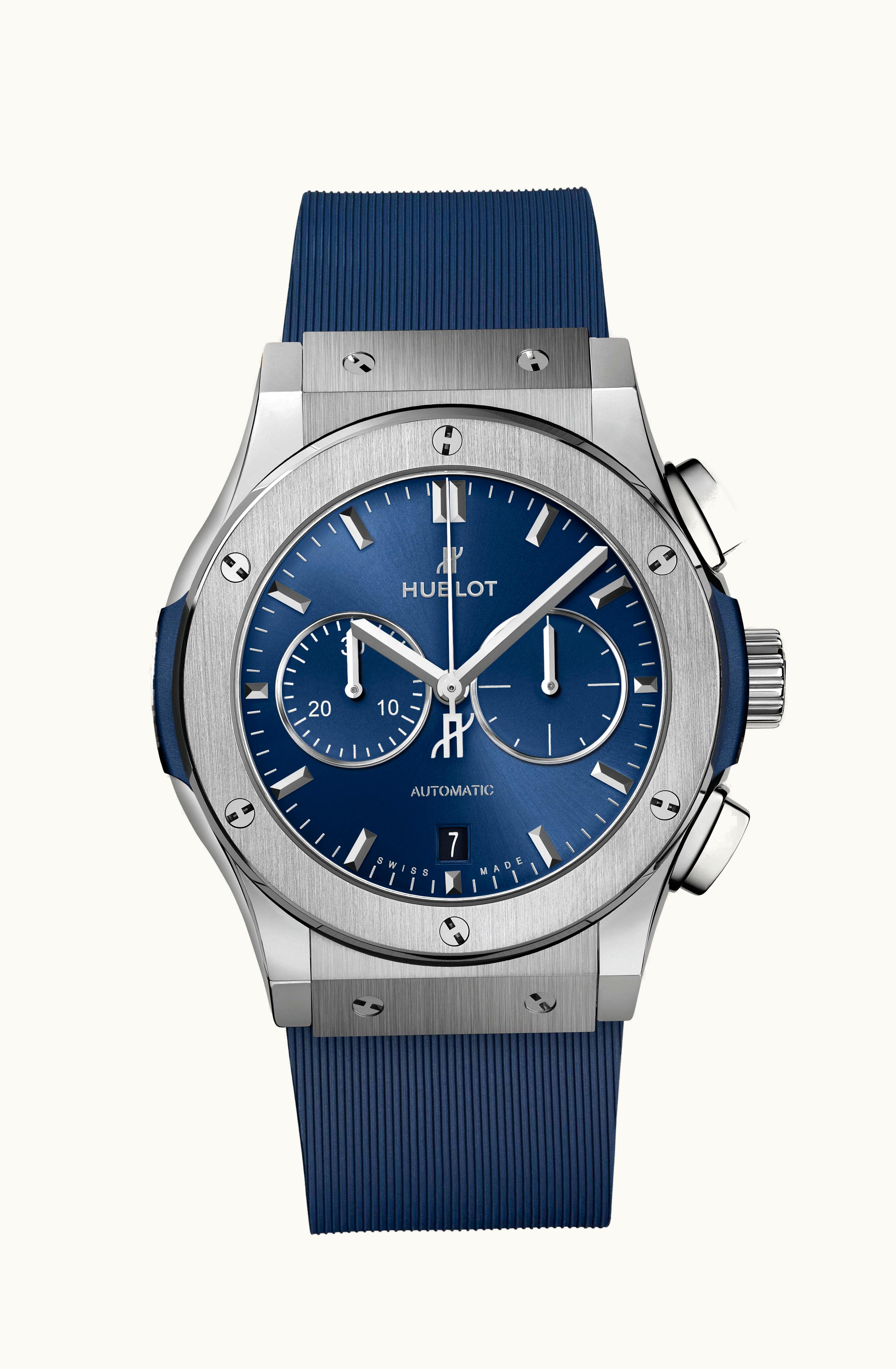 Hublot Classic Fusion 42 Chronograph Titanium / Blue / Rubber
