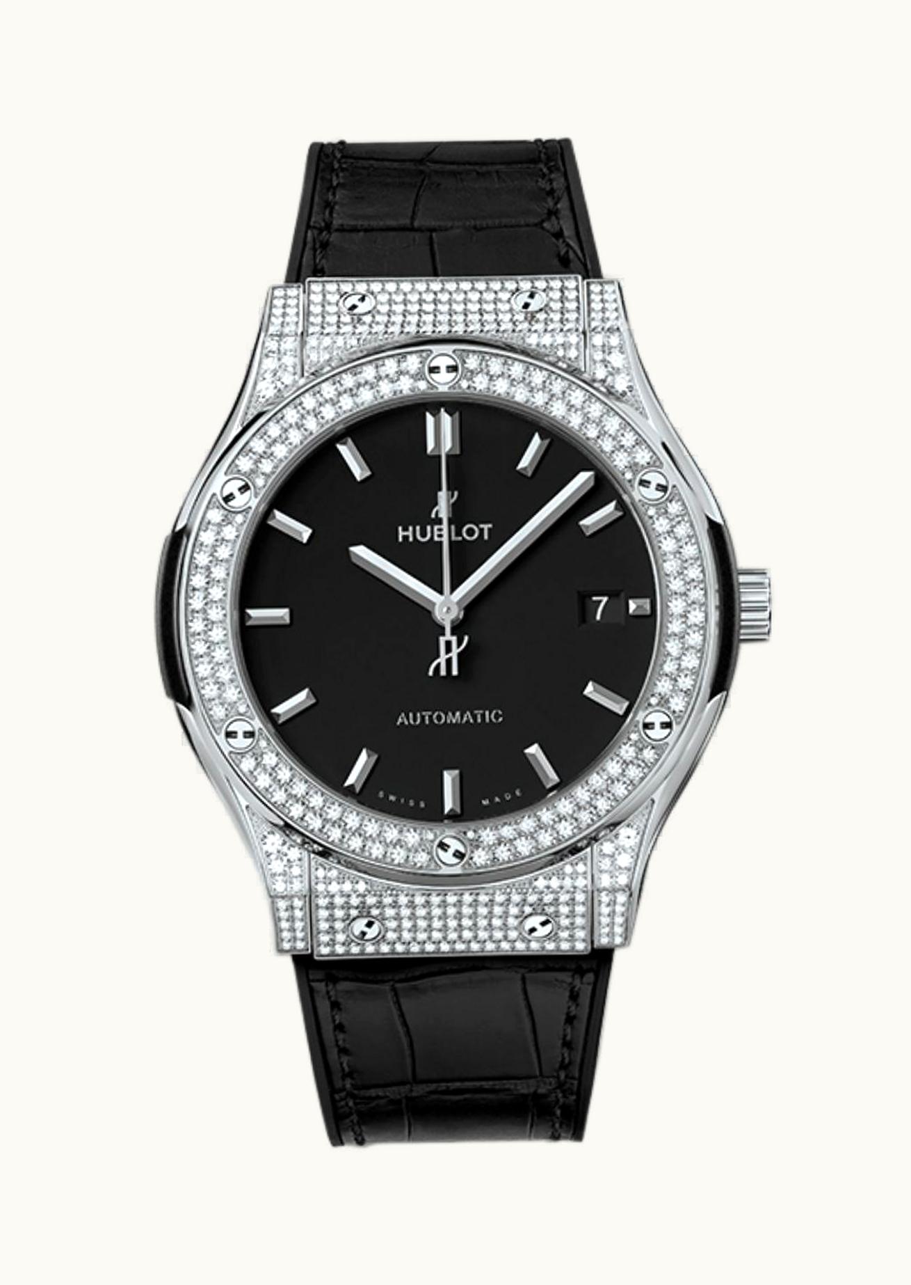 Hublot Classic Fusion 45 Titanium Pavé / Black / Diamond