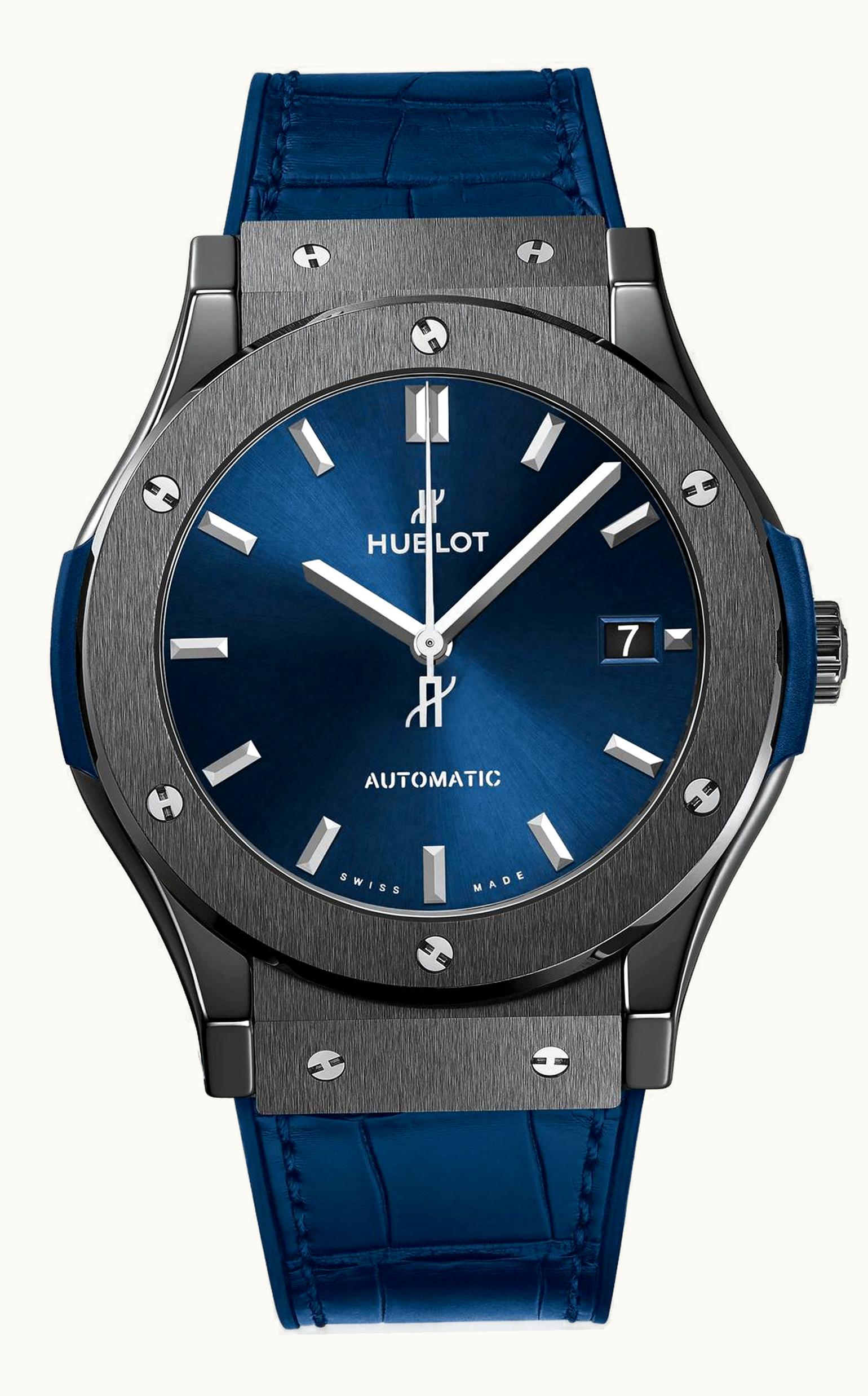 Hublot Classic Fusion 45 Ceramic / Blue / Alligator