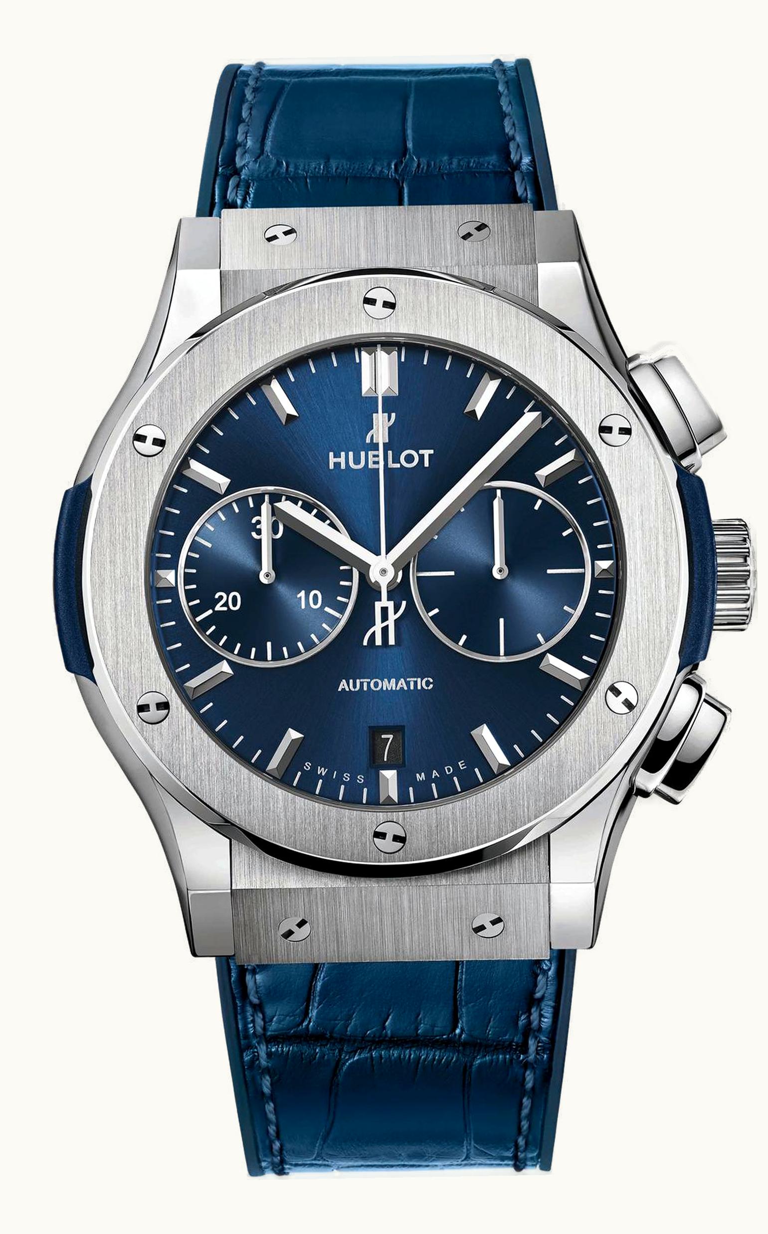 Hublot Classic Fusion 45 Chronograph Titanium / Blue / Alligator