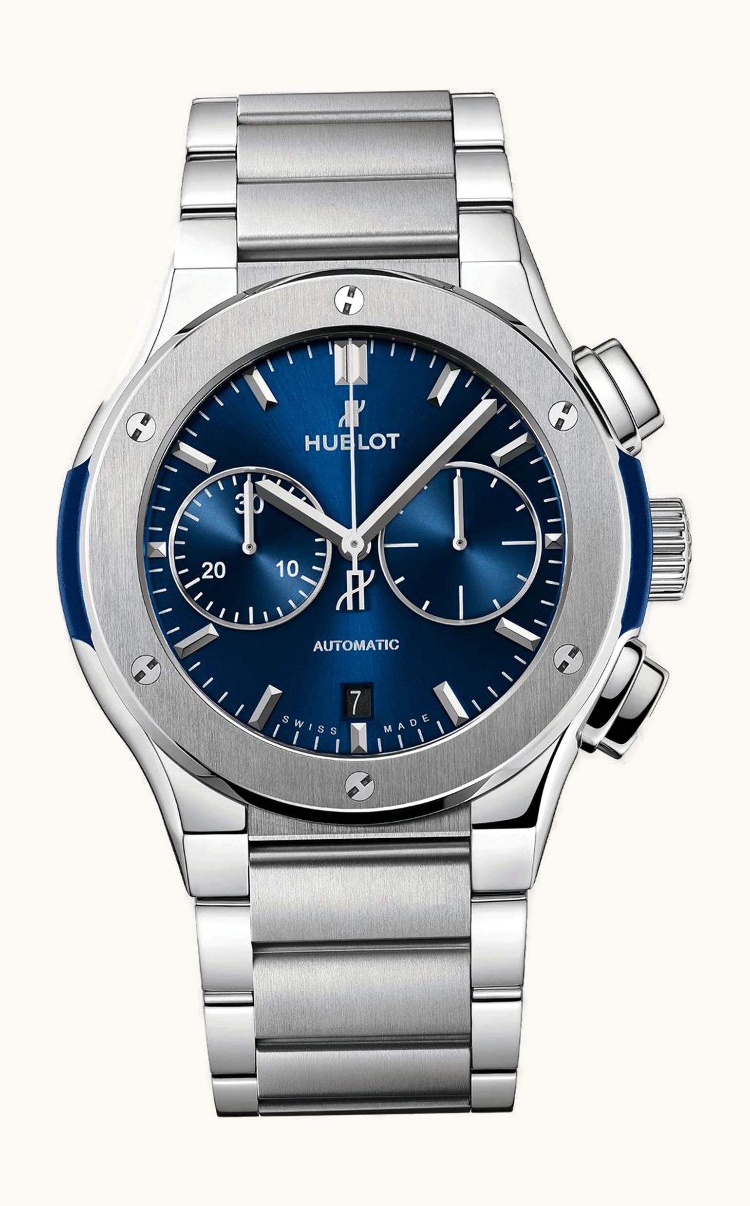 Hublot Classic Fusion 45 Chronograph Titanium / Blue / Bracelet