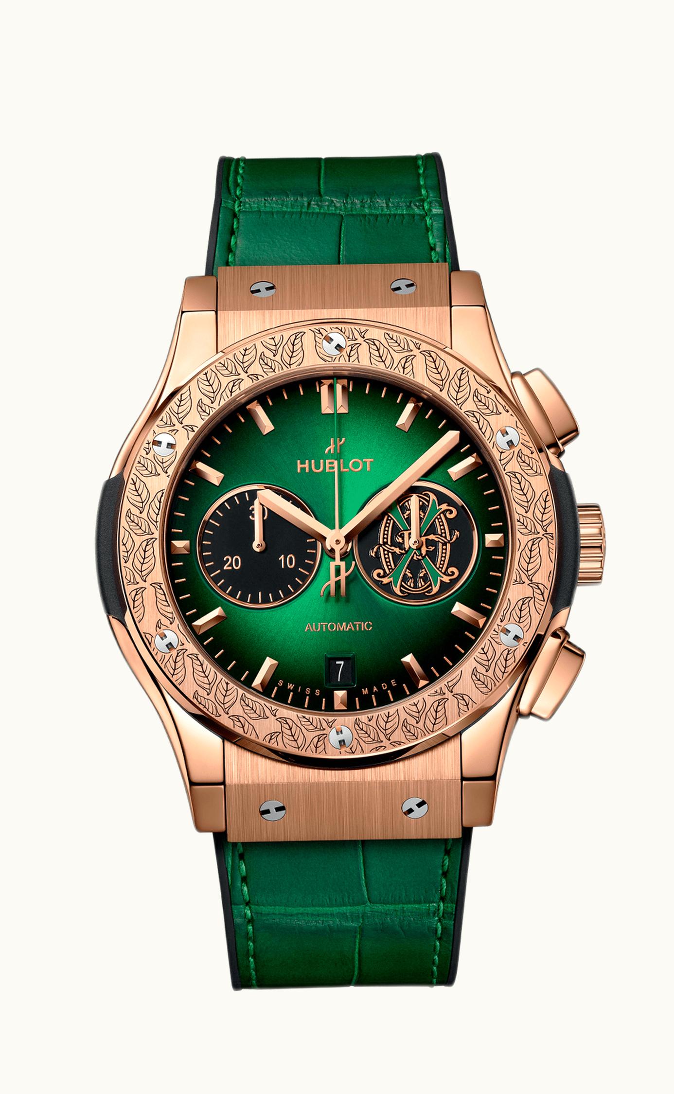 Hublot Classic Fusion 42 Chronograph King Gold / Green / Alligator