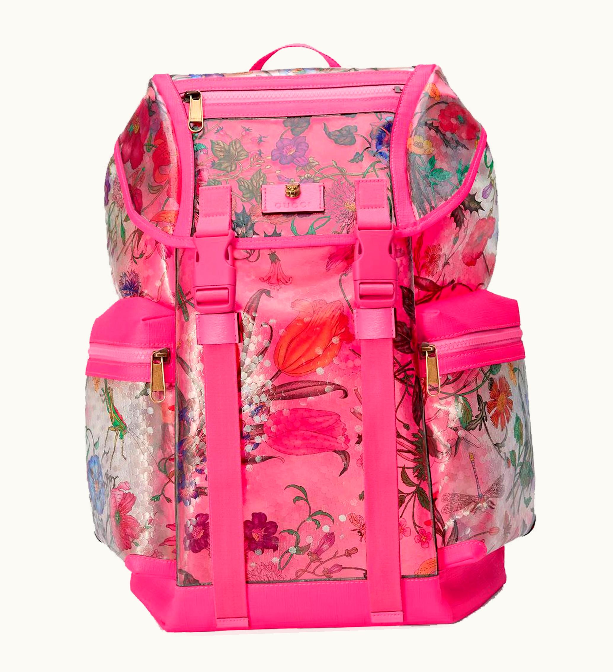 Gucci Gucci Backpack Flora Vinyl Medium Pink