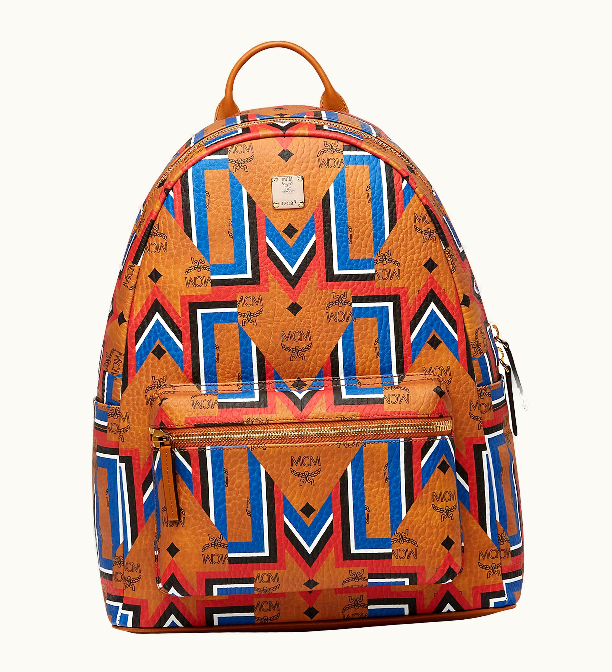 MCM MCM Stark Backpack Visetos Gunta M Stripe Cognac