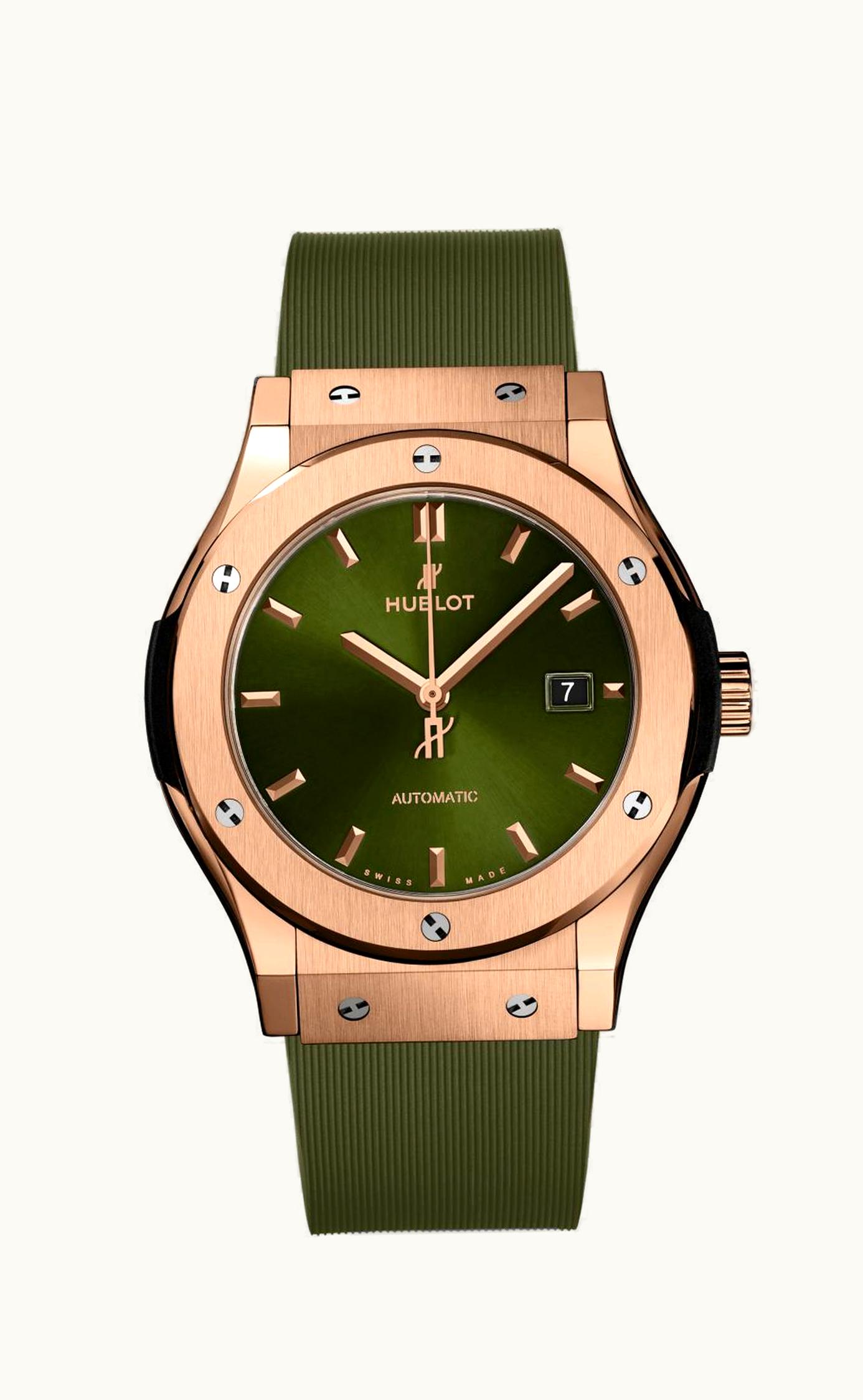 Hublot Classic Fusion 42 King Gold / Green / Alligator