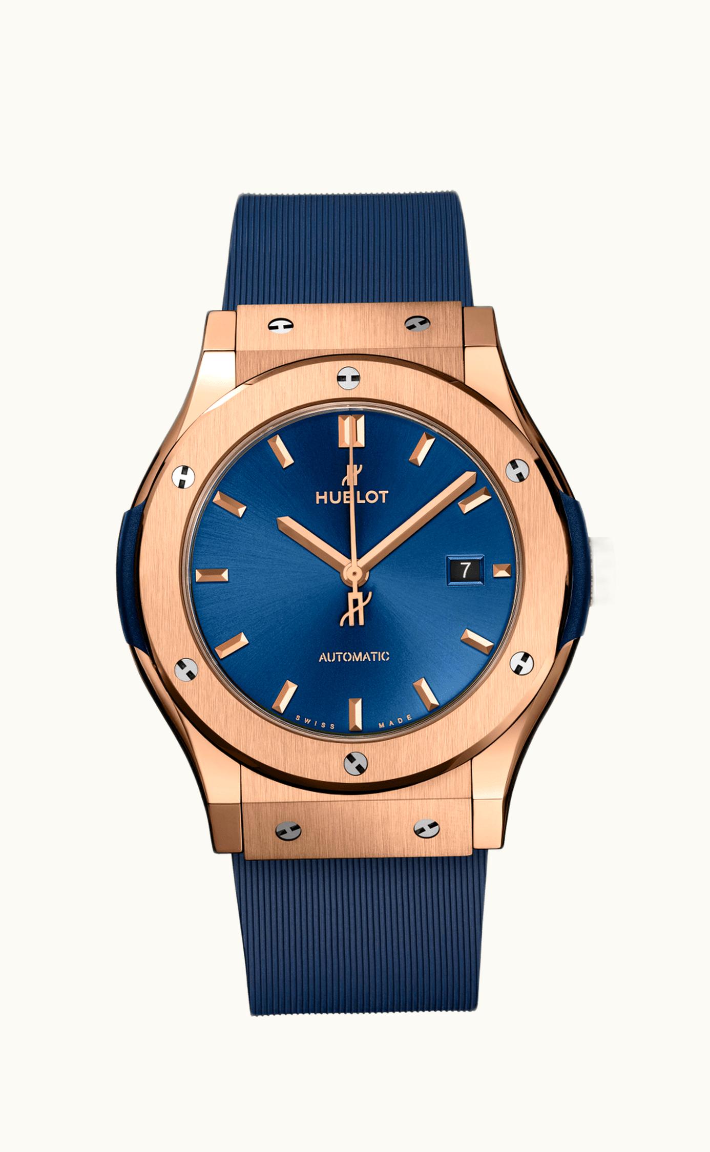 Hublot Classic Fusion 42 King Gold / Blue / Alligator