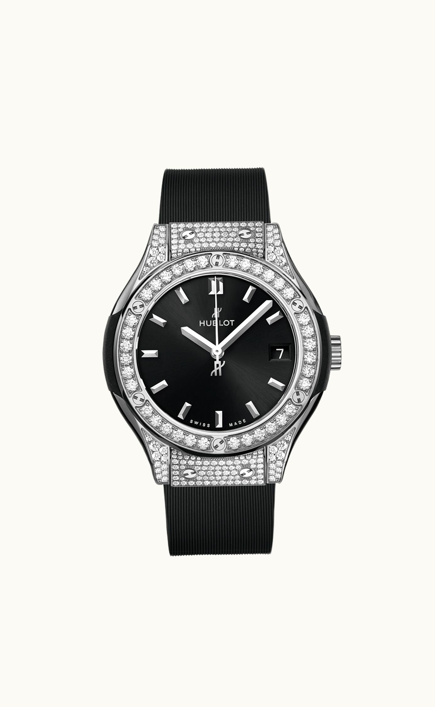 Hublot Classic Fusion 33 Titanium - Pavé / Black / Alligator